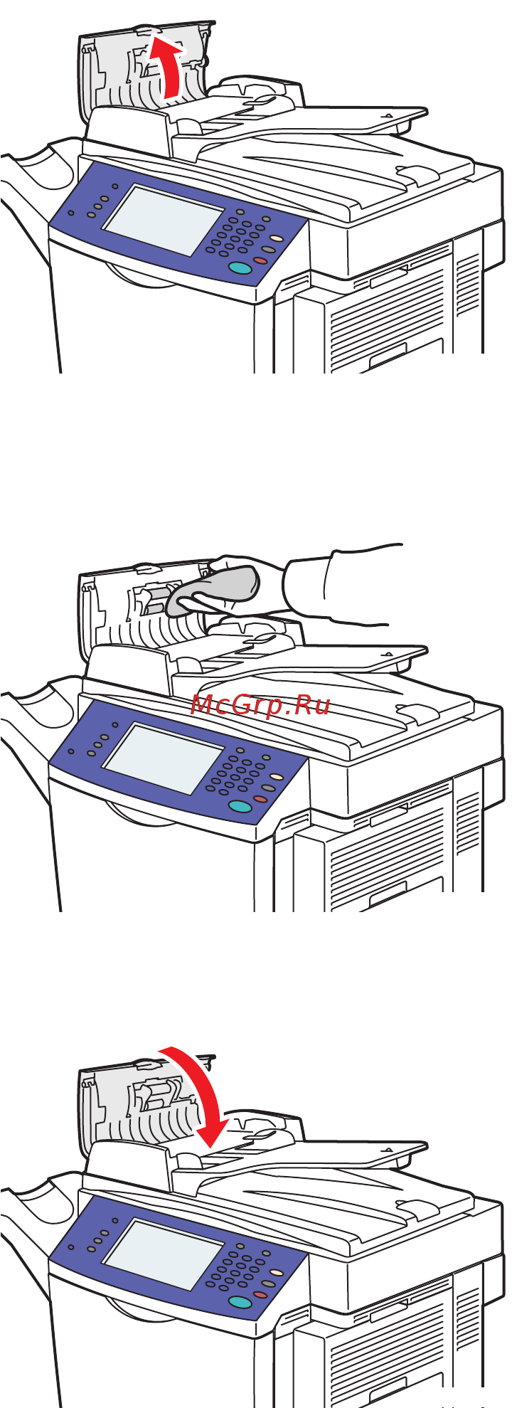 Xerox WORKCENTRE 6400 [176/265] Чистка роликов подачи документов и планшета