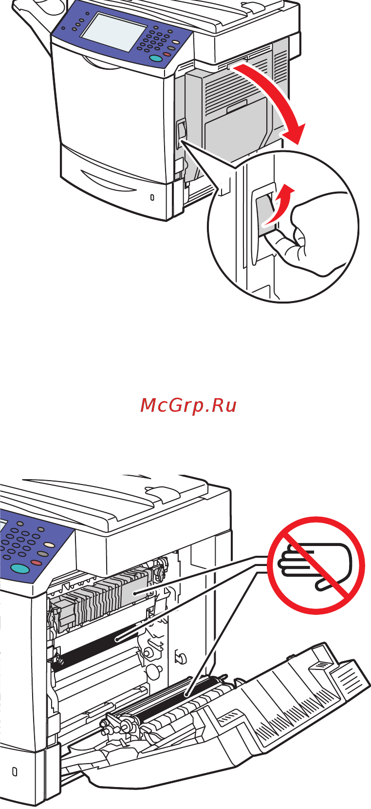 Xerox WORKCENTRE 6400 [197/265] Устранение застреваний или бумаги застрявшей вследствие некорректной подачи из лотка 1