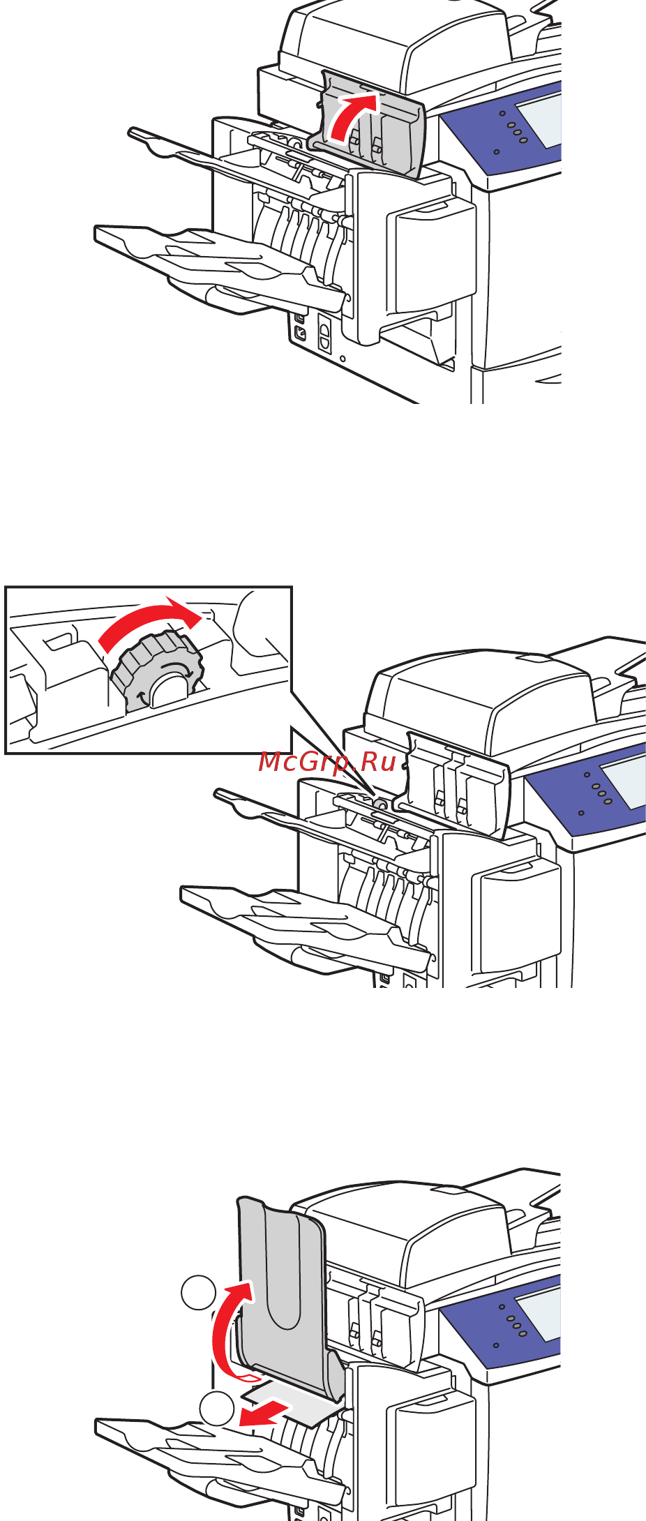 Xerox WORKCENTRE 6400 [210/265] Застревания в основном лотке финишера