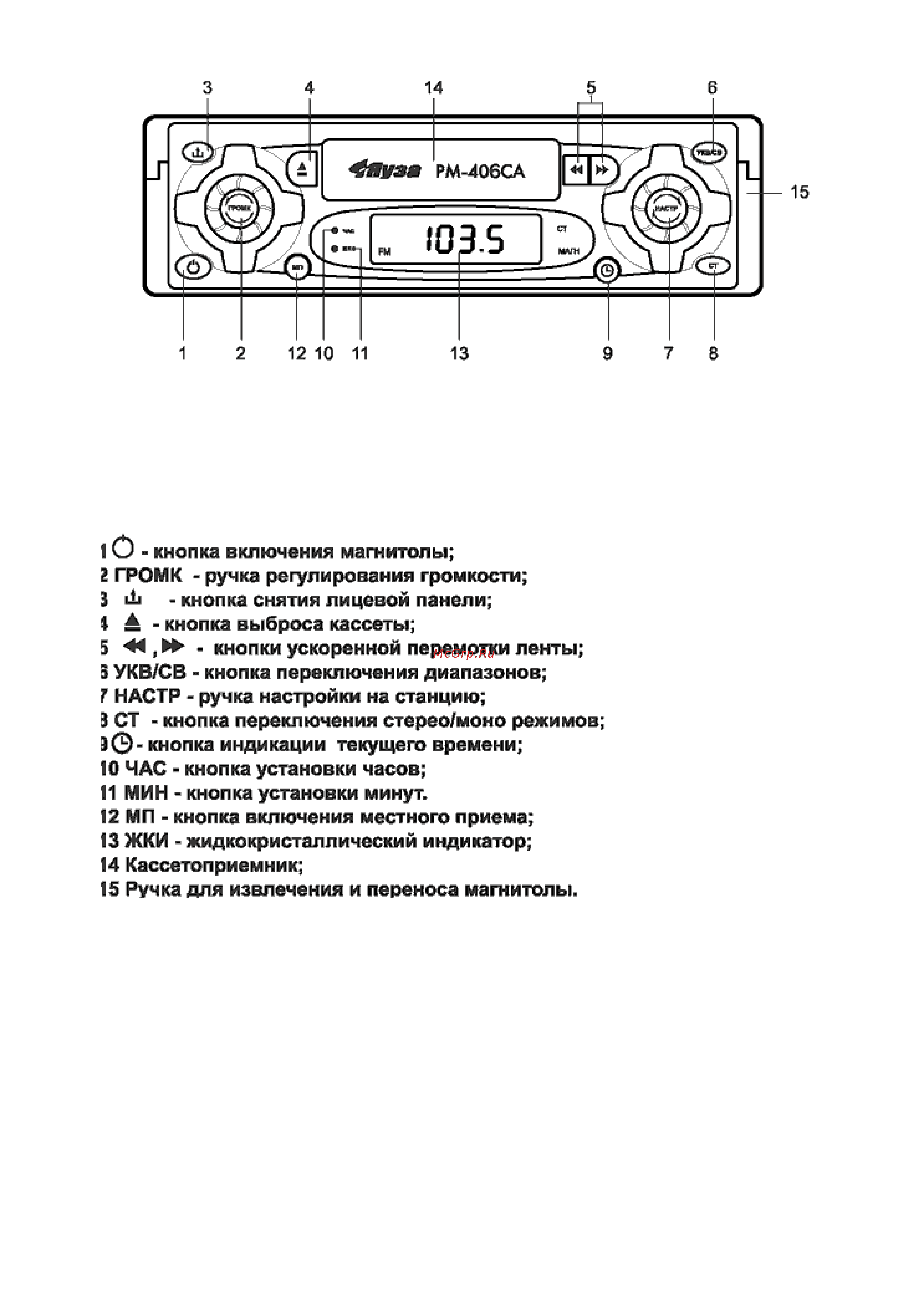 Яуза RM-406CA Инструкция по эксплуатации онлайн [7/11] 113602