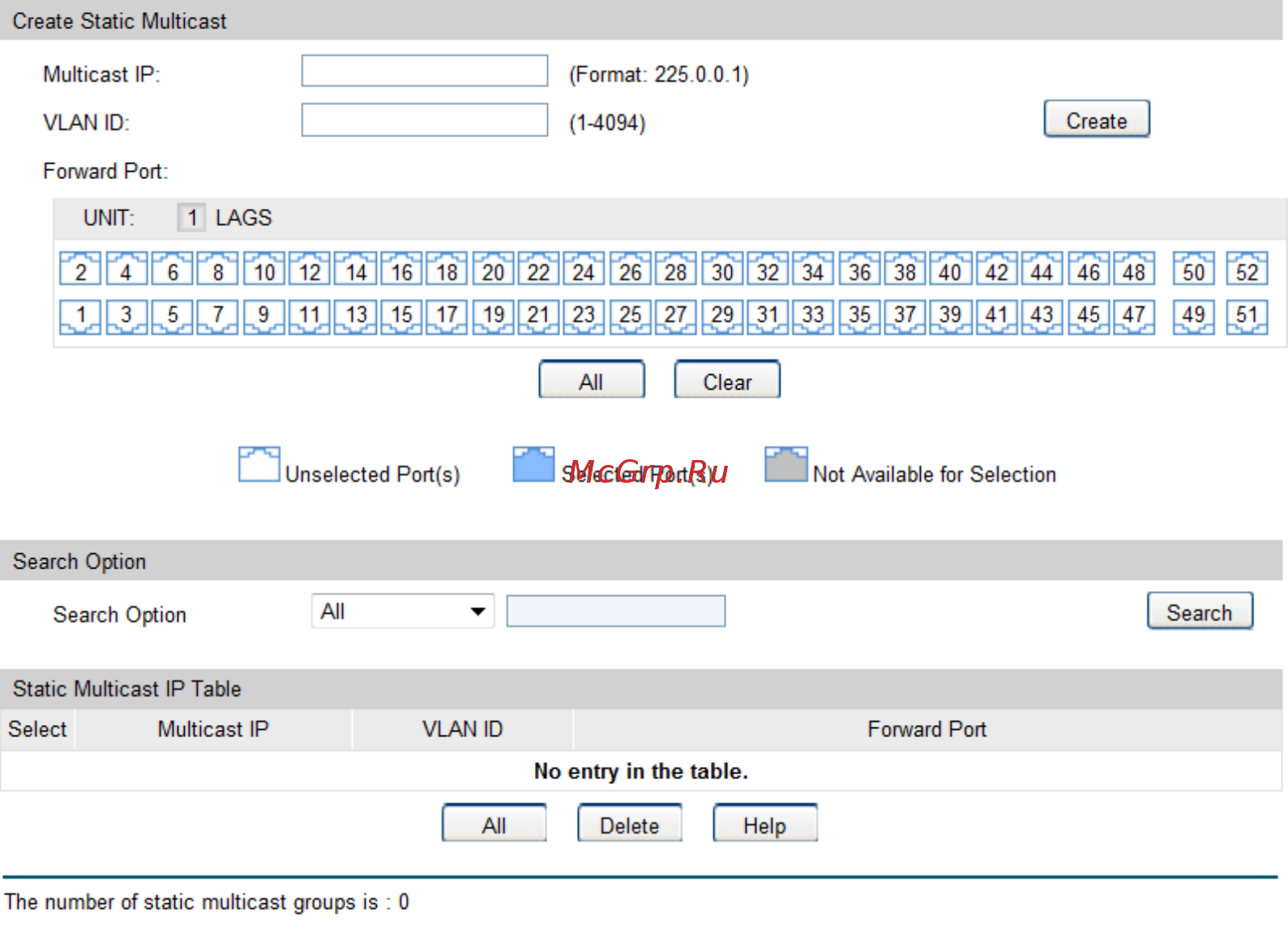 Tp-Link T2600G-28MPS (TL-SG3424P) [191/379] Static ipv4 multicast table