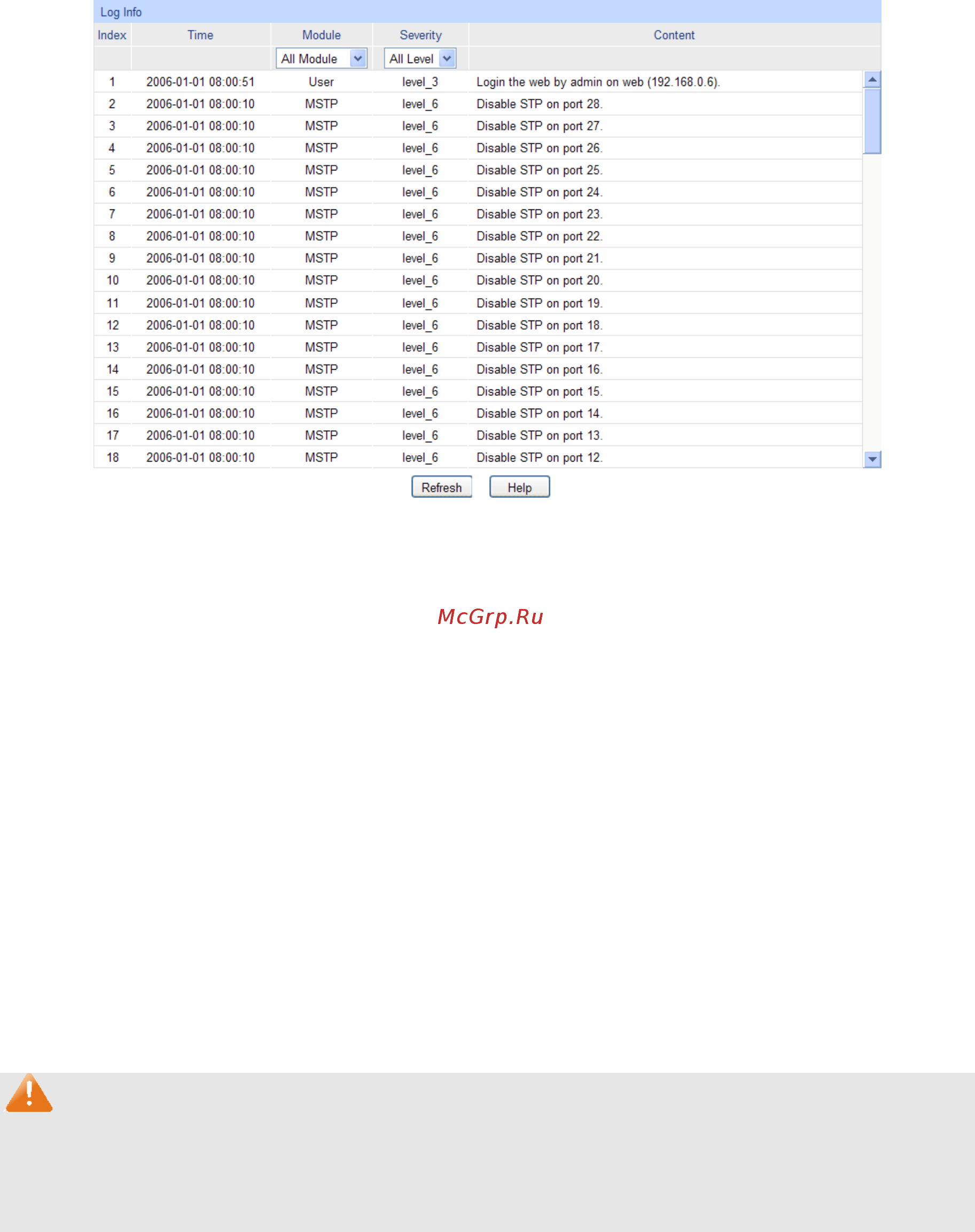 Tp-Link T2500-28TC (TL-SL5428E) [304/316] Log table