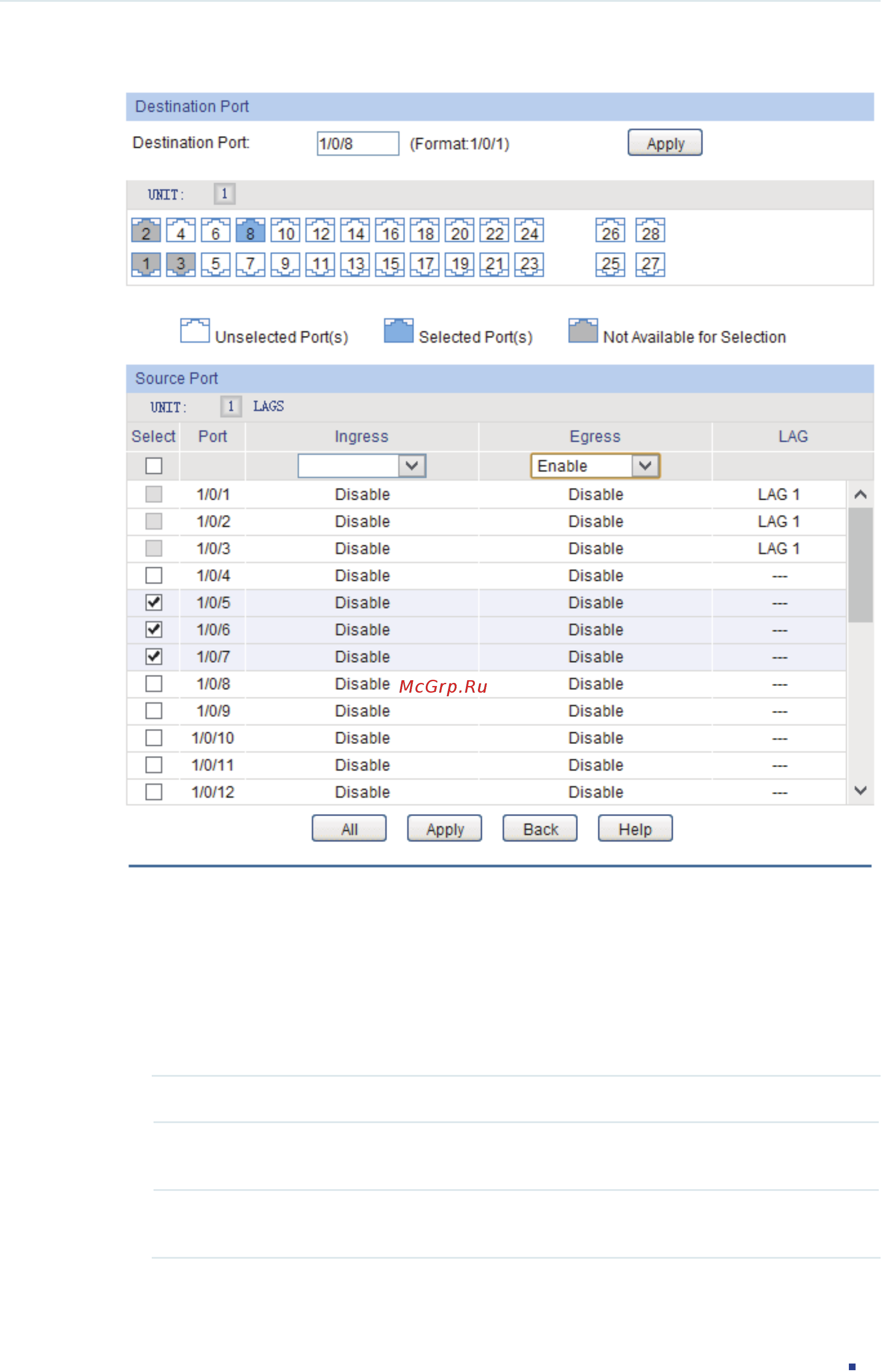 Tp-Link T1600G-28PS (TL-SG2424P) [106/754] In the destination port section specify a monitoring port for the mirror session and click
