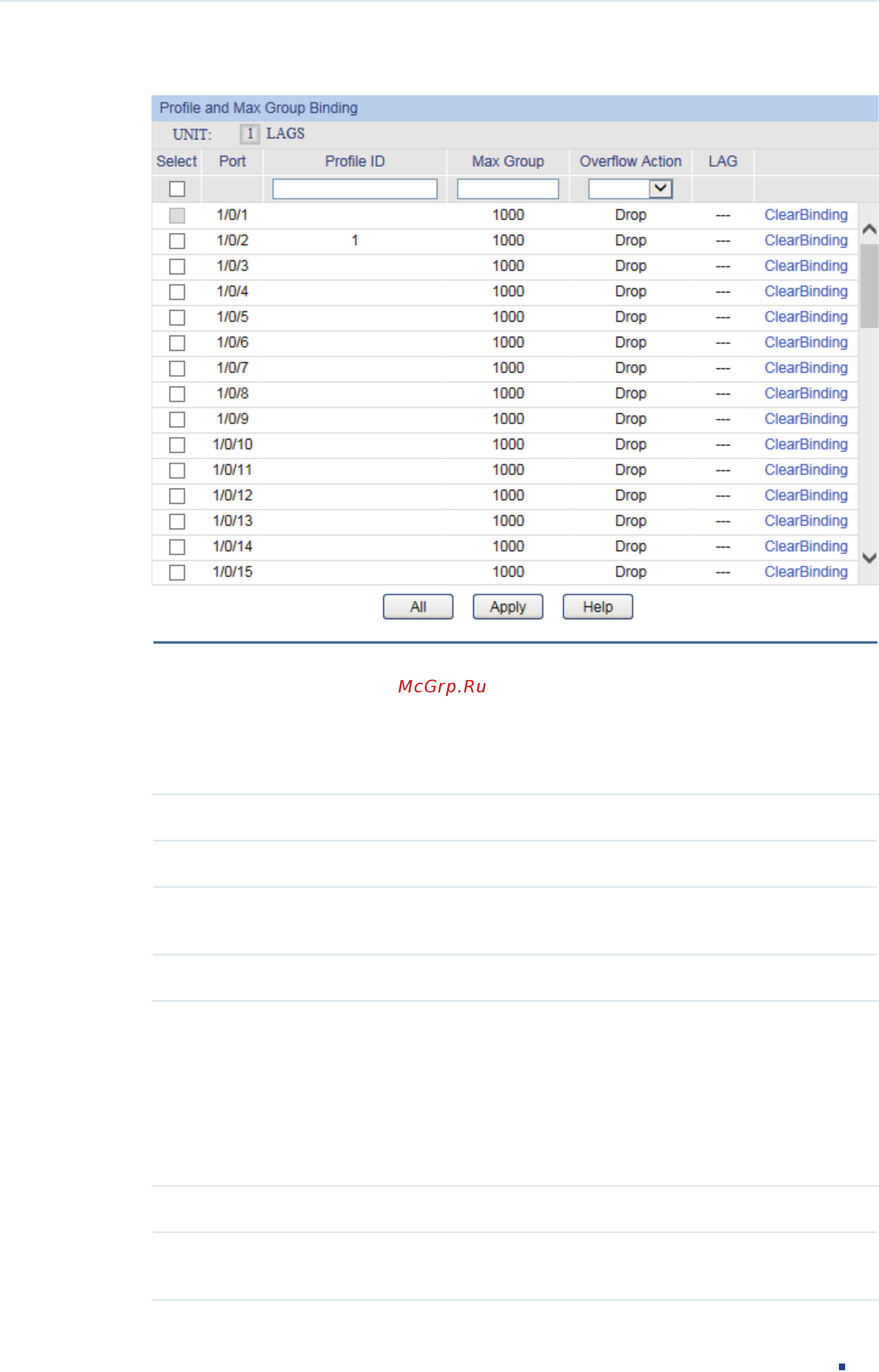 Tp-Link T1600G-28PS (TL-SG2424P) [339/754] Binding profile and member ports