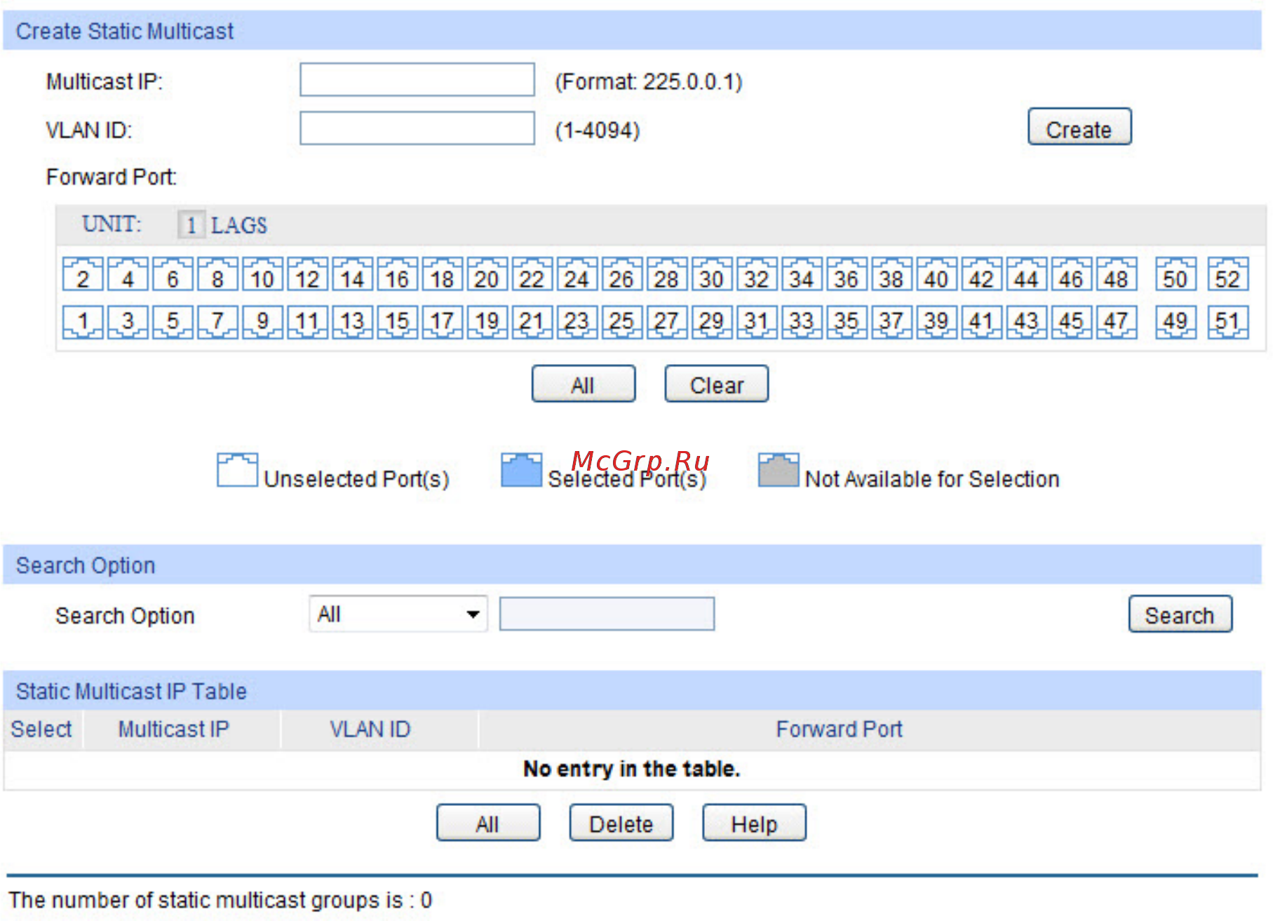 Tp-Link T1600G-28TS (TL-SG2424) [149/269] Static ipv4 multicast table