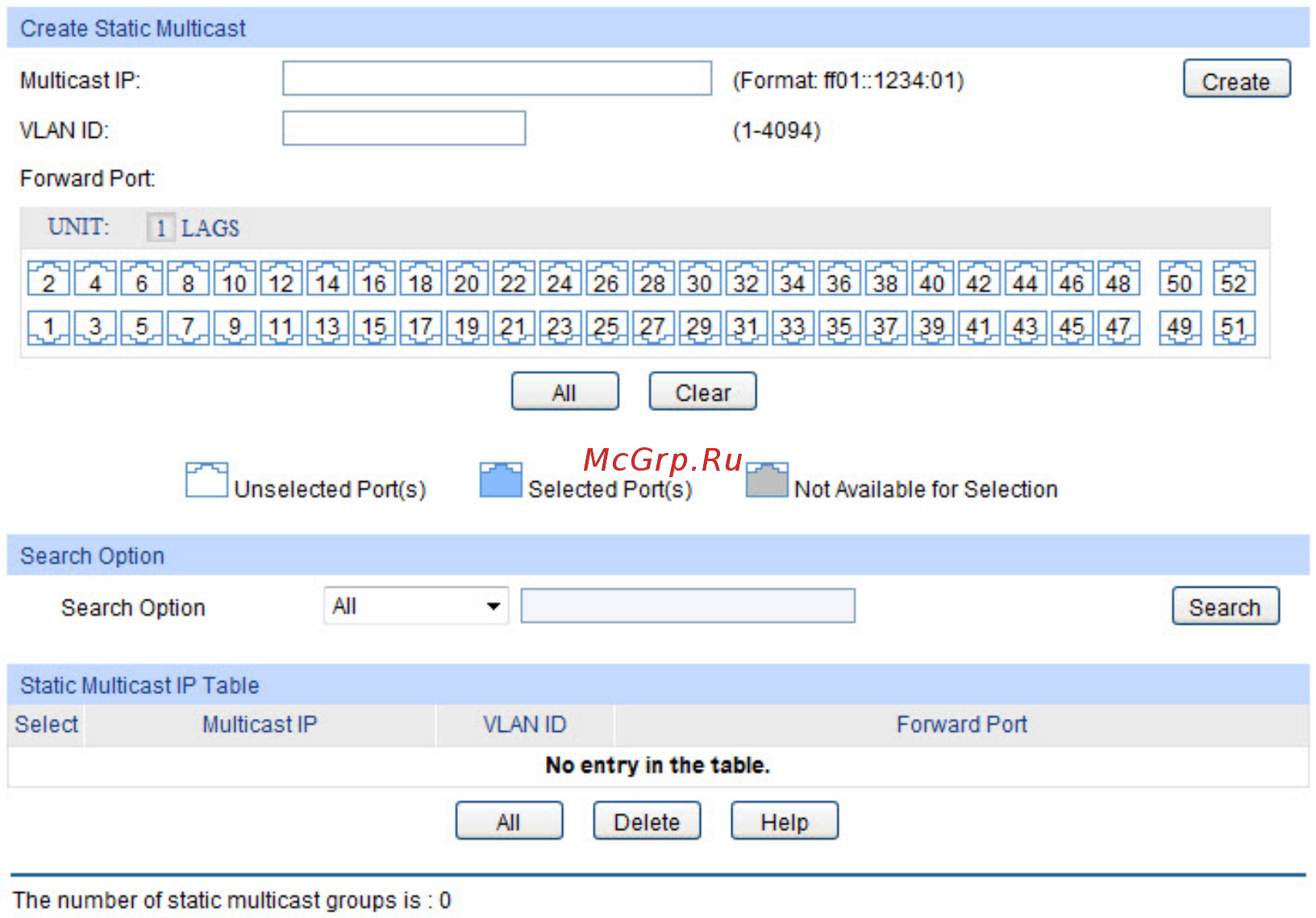 Tp-Link T1600G-28PS (TL-SG2424P) [151/269] Static ipv6 multicast table
