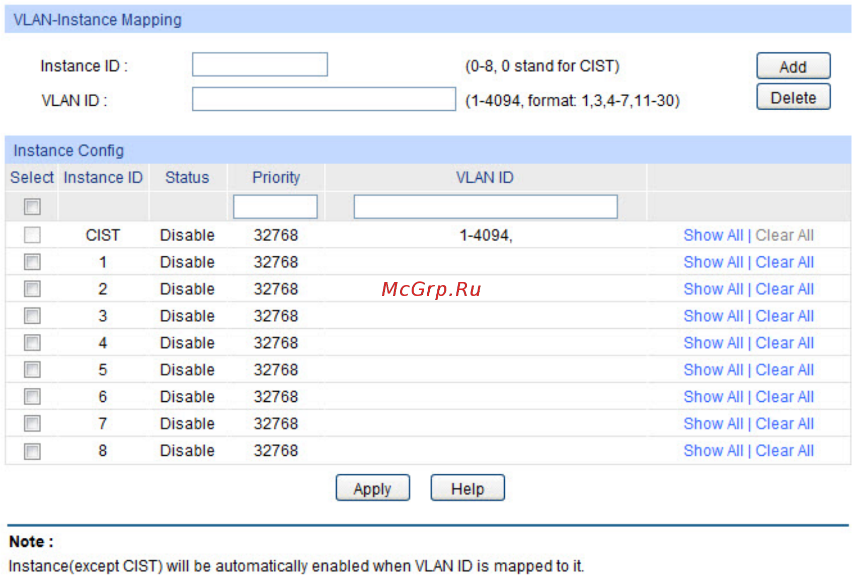 Tp-Link T1700X-16TS V1 [105/281] Instance port config