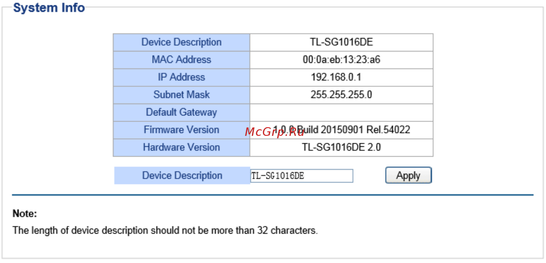 Tp-Link TL-SG1024DE [19/48] Chapter 4 system