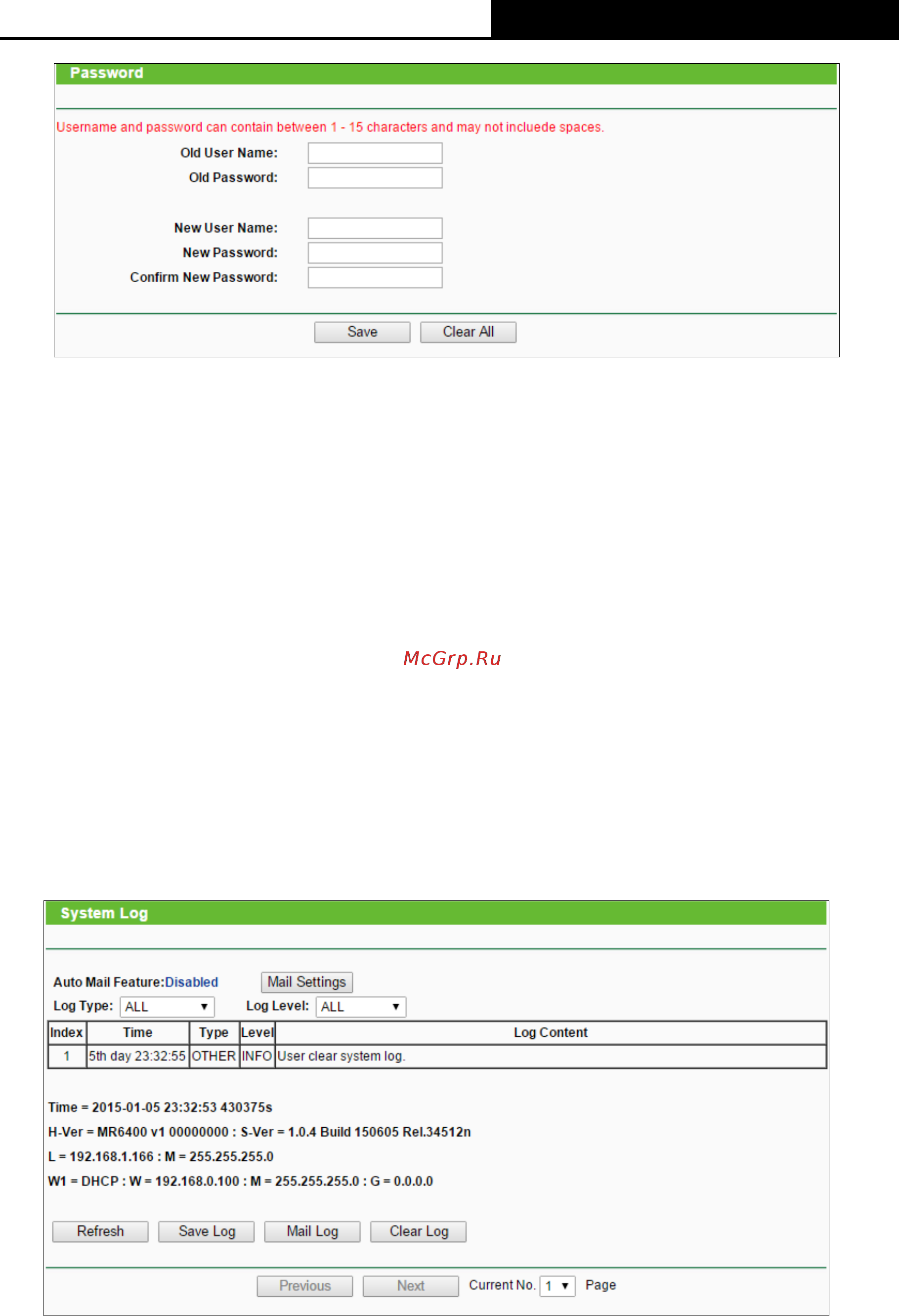 Tp-Link TL-MR6400 V1 [129/142] System log