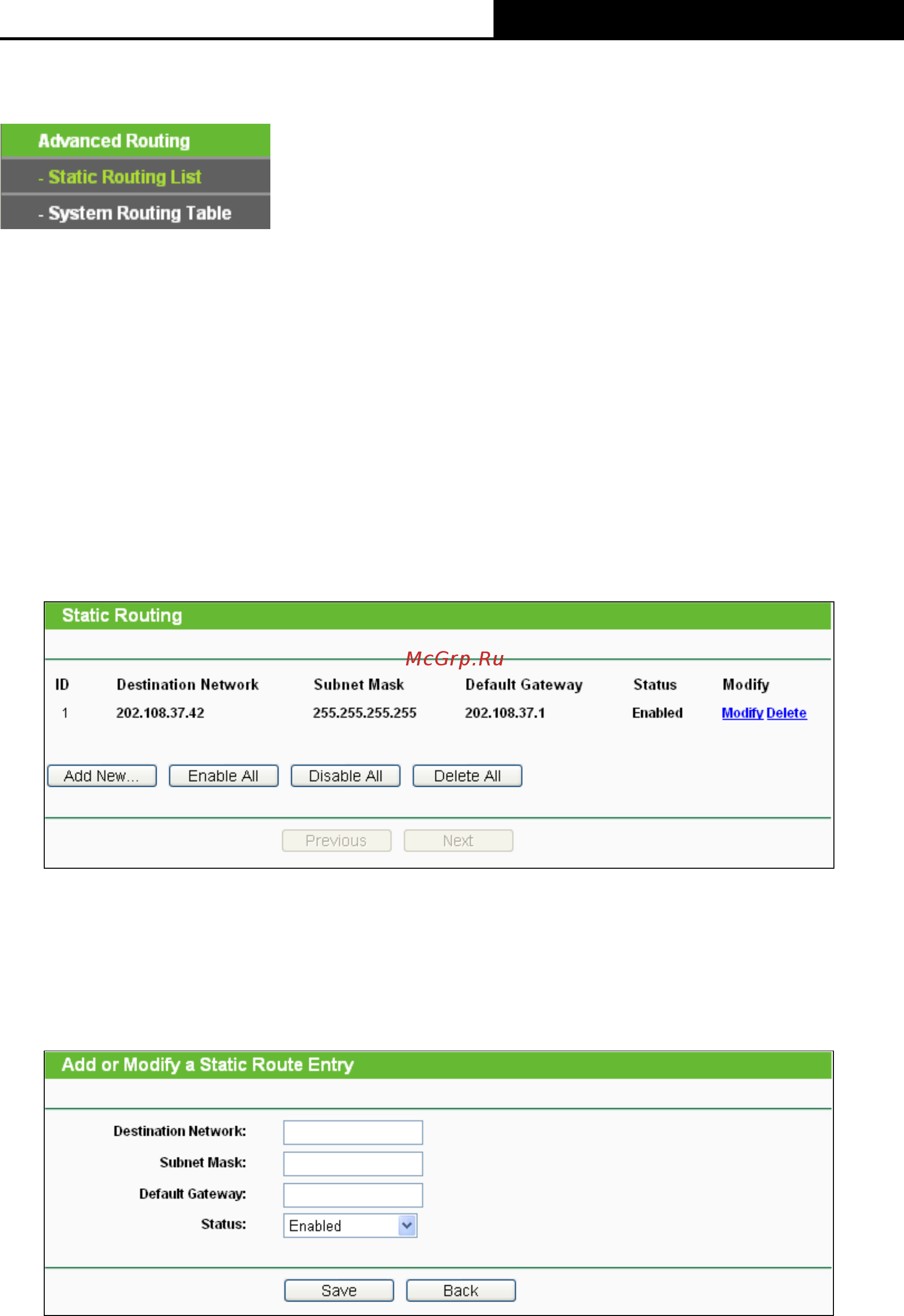 Tp-Link TL-MR6400 V1 [77/142] Static routing list