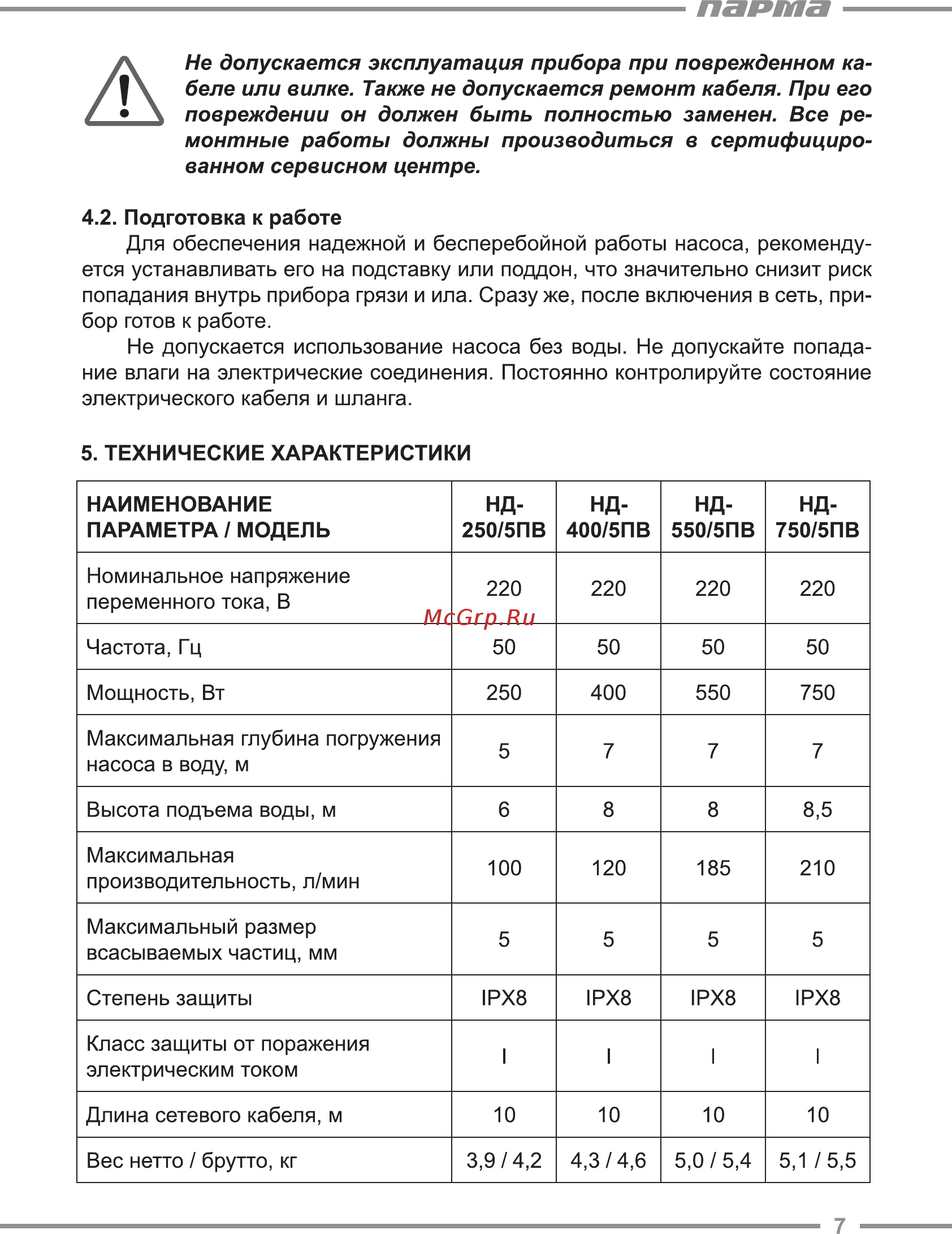 Парма НД-400/5ПВ [7/12] Парта