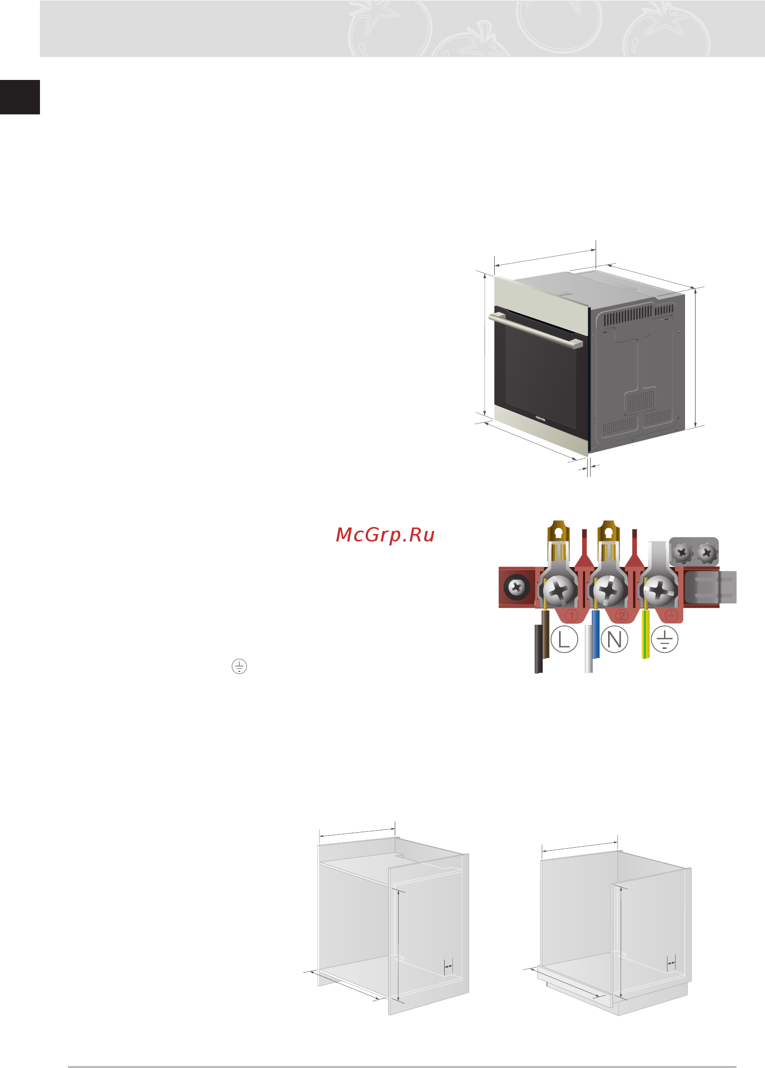 Samsung BF 3N3W 080 [4/12] Установка духового шкафа