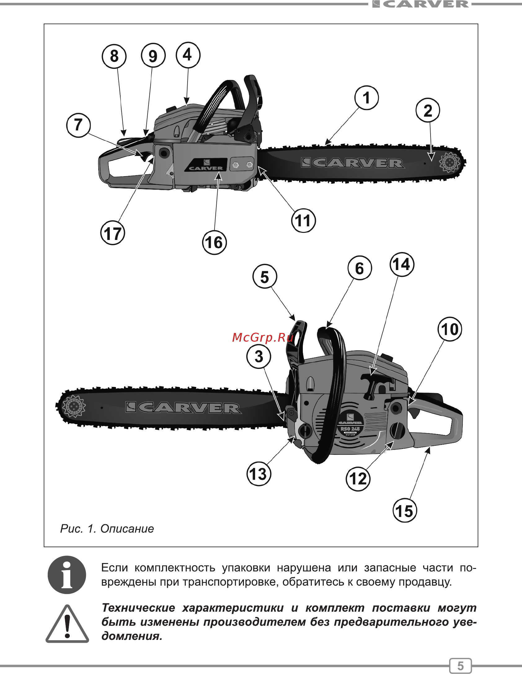 Carver RSG 245 Руководство по эксплуатации онлайн [5/28] 174613