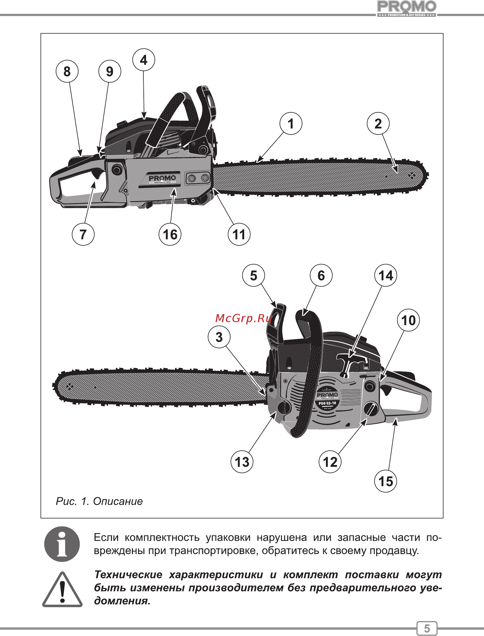 Carver PROMO PSG-52-18 01.004.00024 Руководство по эксплуатации онлайн [5/24] 830947