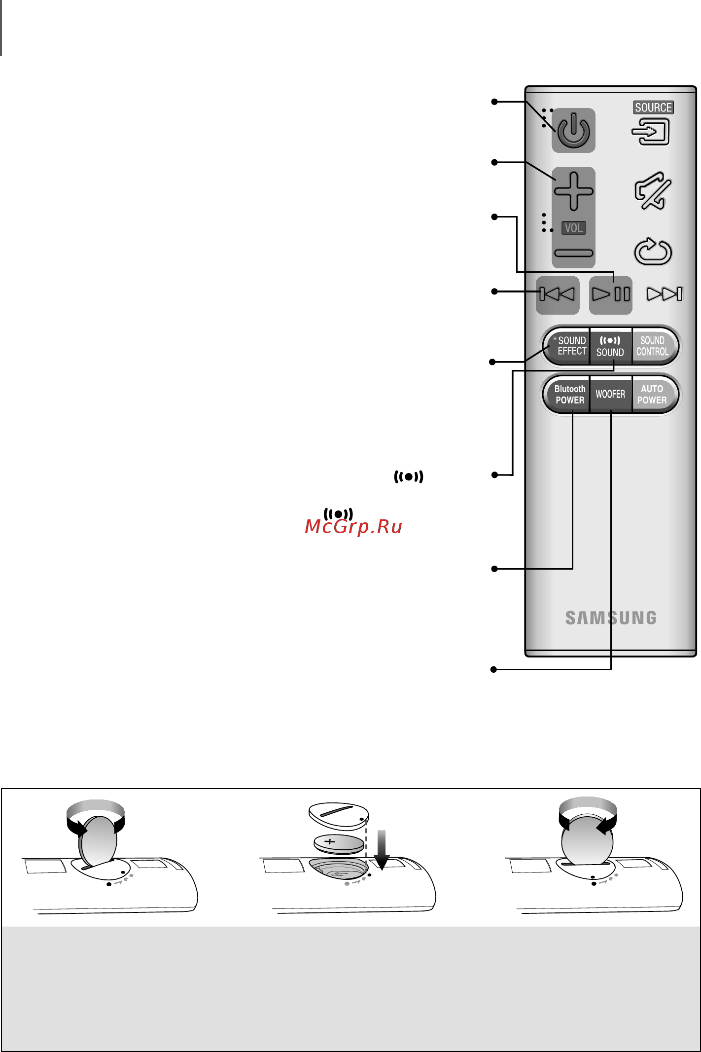 Samsung HW-J6000 Black [10/90] Установка батарей в пульт дистанционного управления