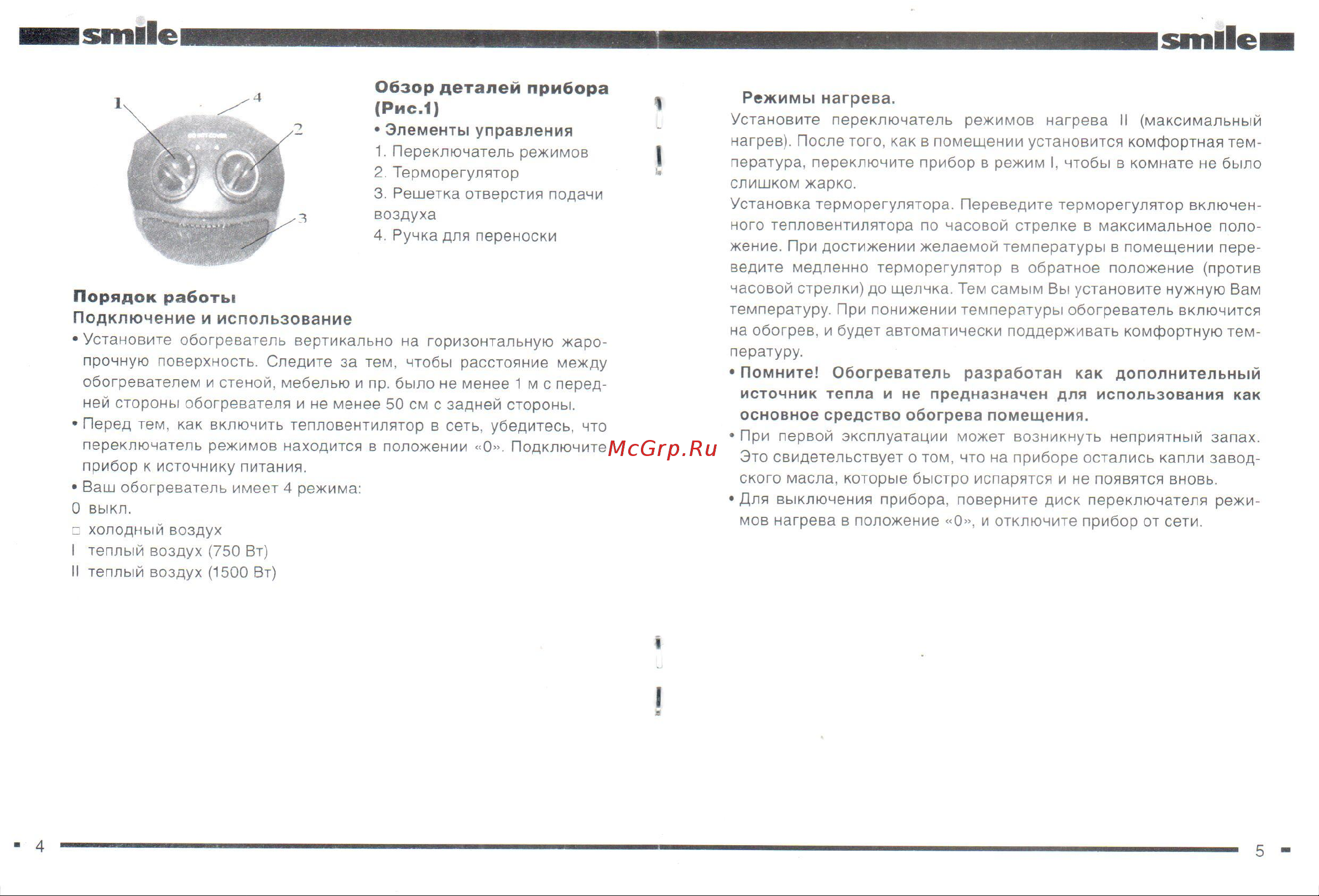 Smile HFC 1083 [3/4] Порядок работы