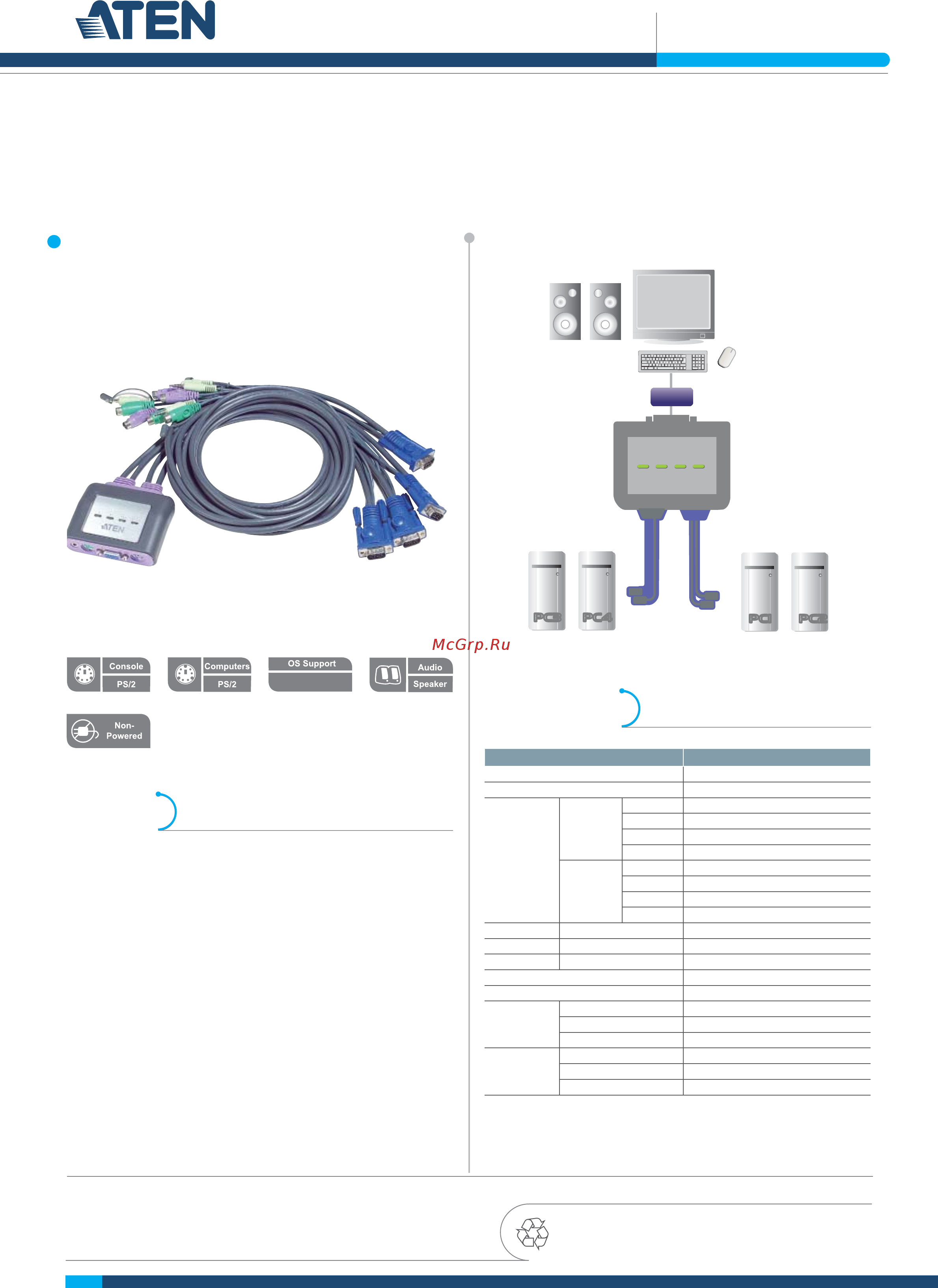 Aten CS64A Описание и спецификации продукта онлайн