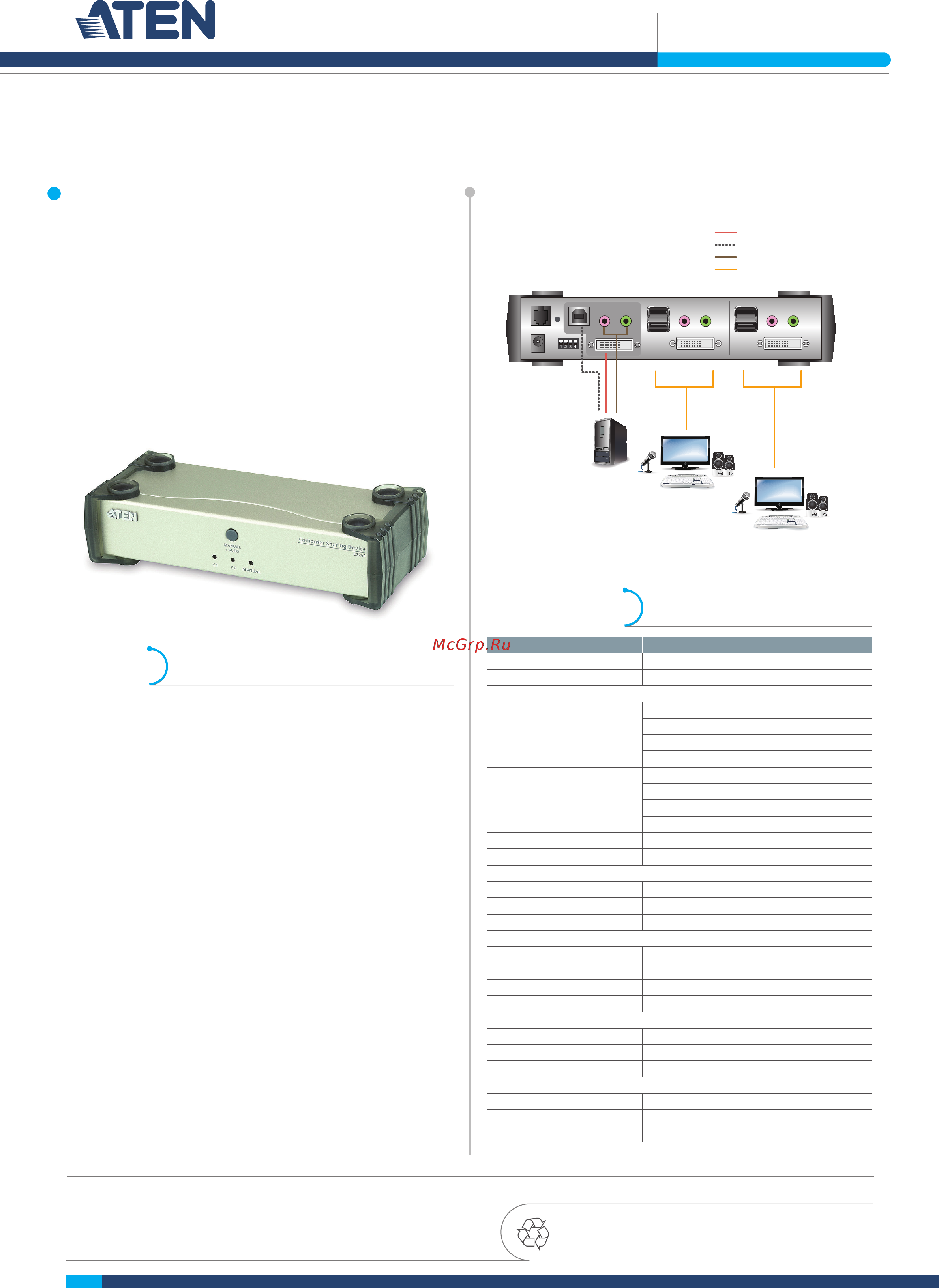 Aten CS261 Описание и спецификации продукта онлайн