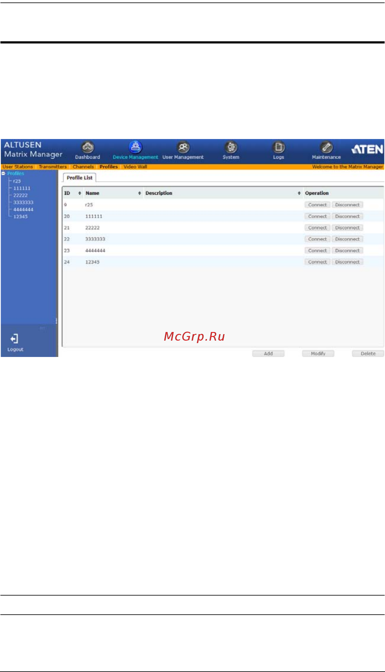 Aten KE6900 [108/222] Profiles