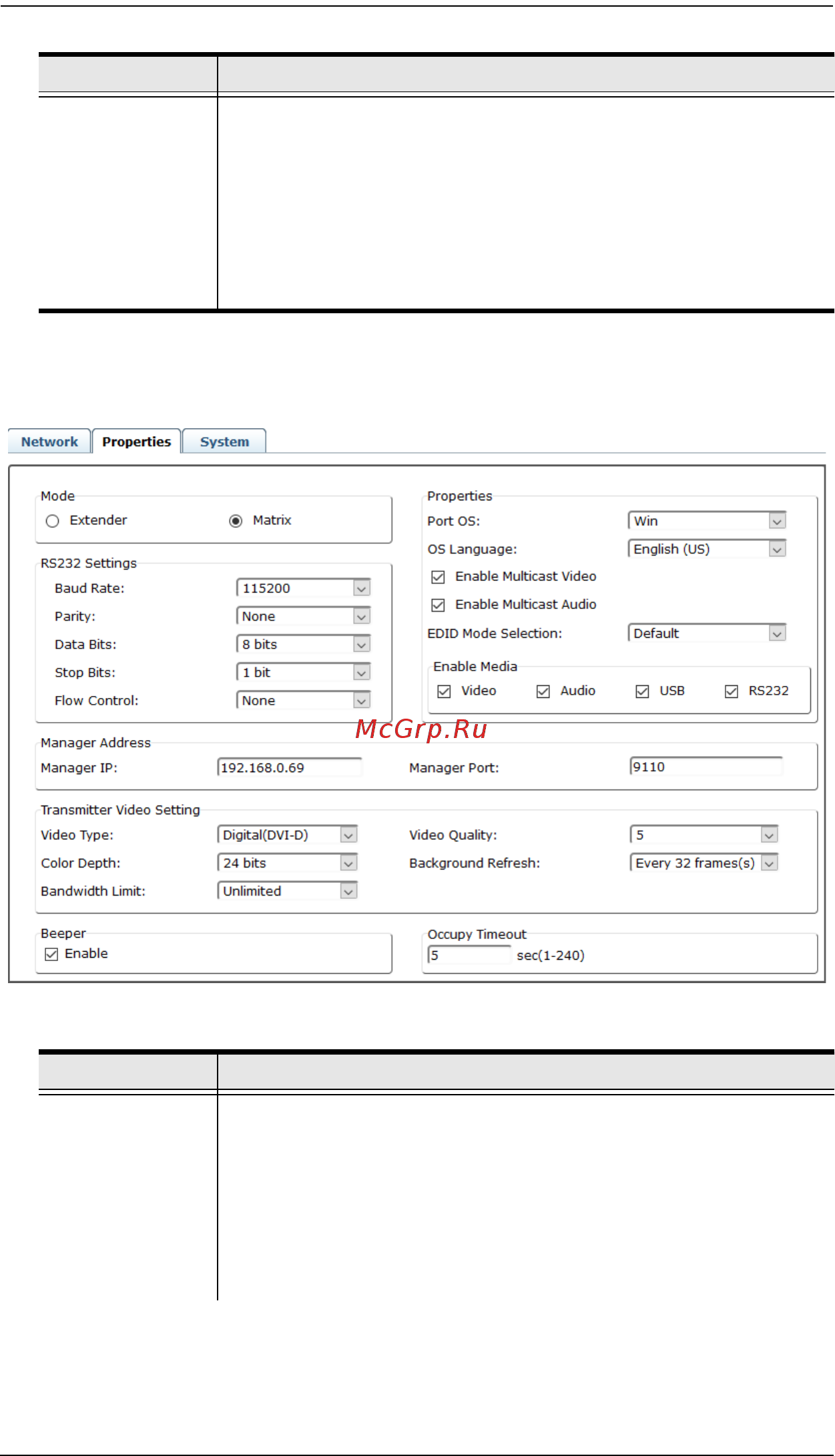 Aten KE6900 [97/222] Click the properties tab to configure the transmitter s properties