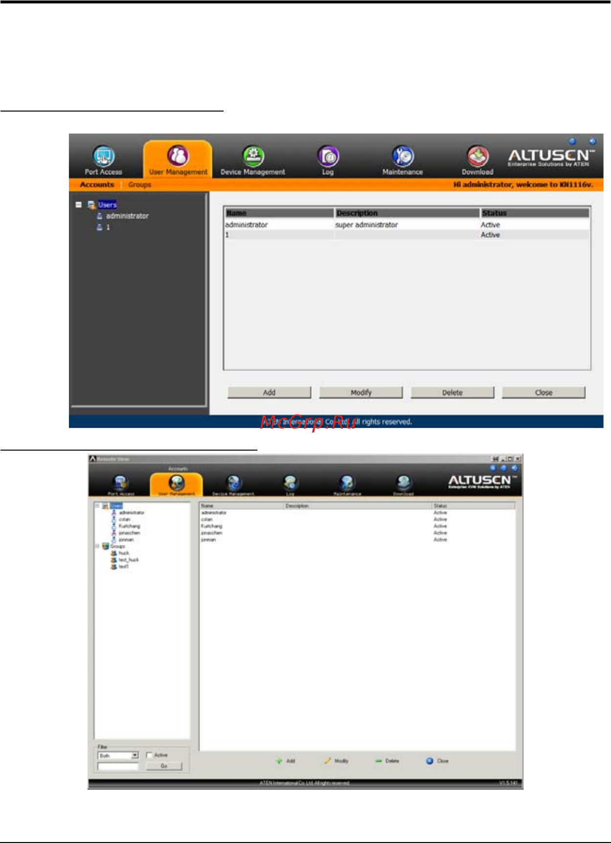 Aten KN1108v [171/340] User management управление пользователями