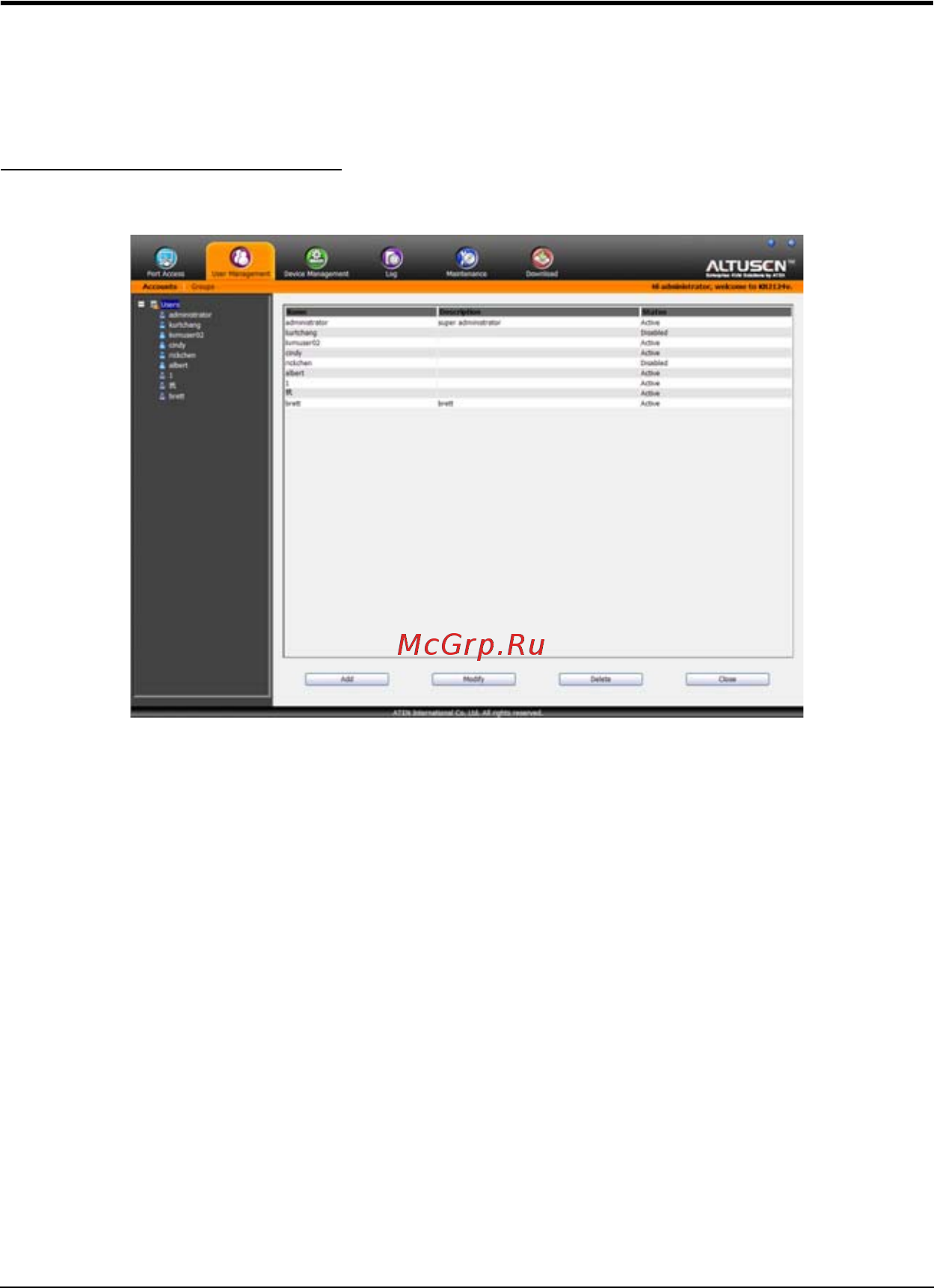 Aten KN2132 [171/362] User management управление пользователями