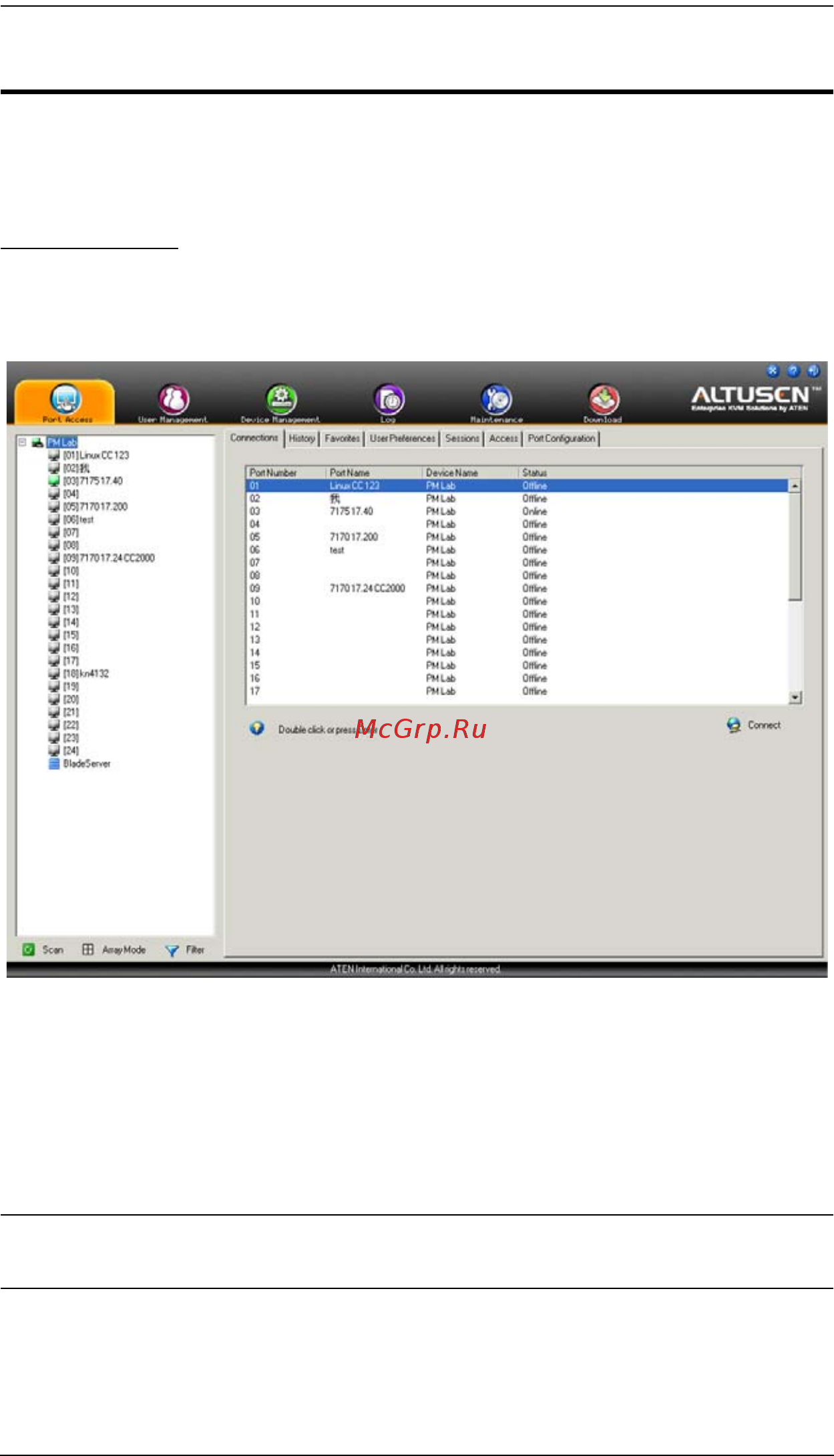 Aten KN4124VA [113/287] Kvm devices and ports connections page