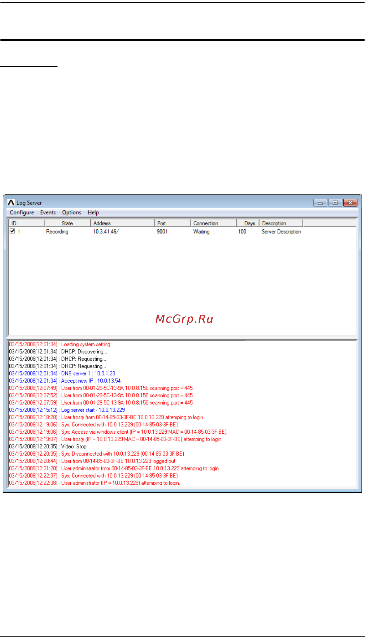Aten KN2124VA [230/287] The log server main screen