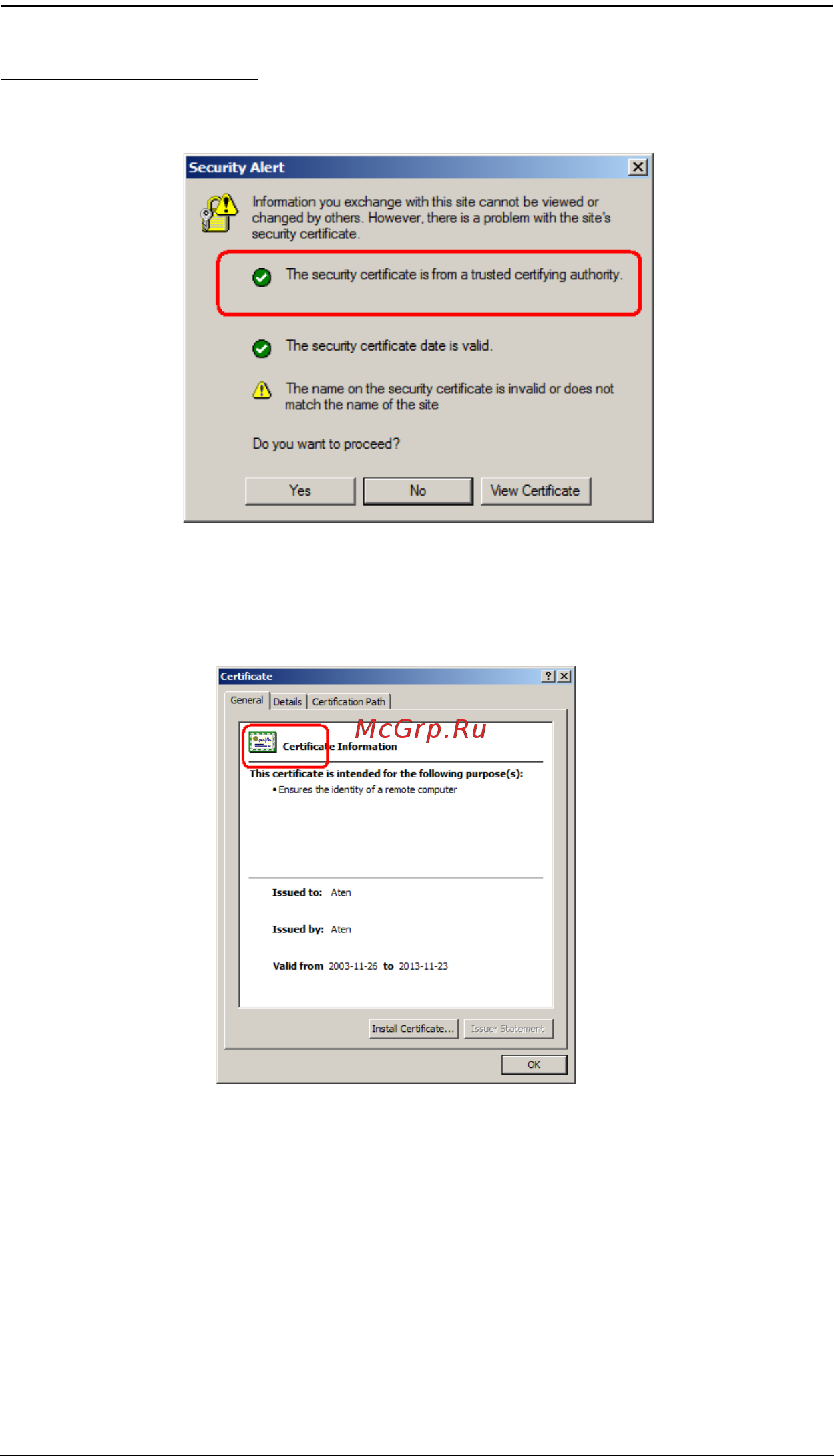Aten KN2124VA [273/287] Certificate trusted