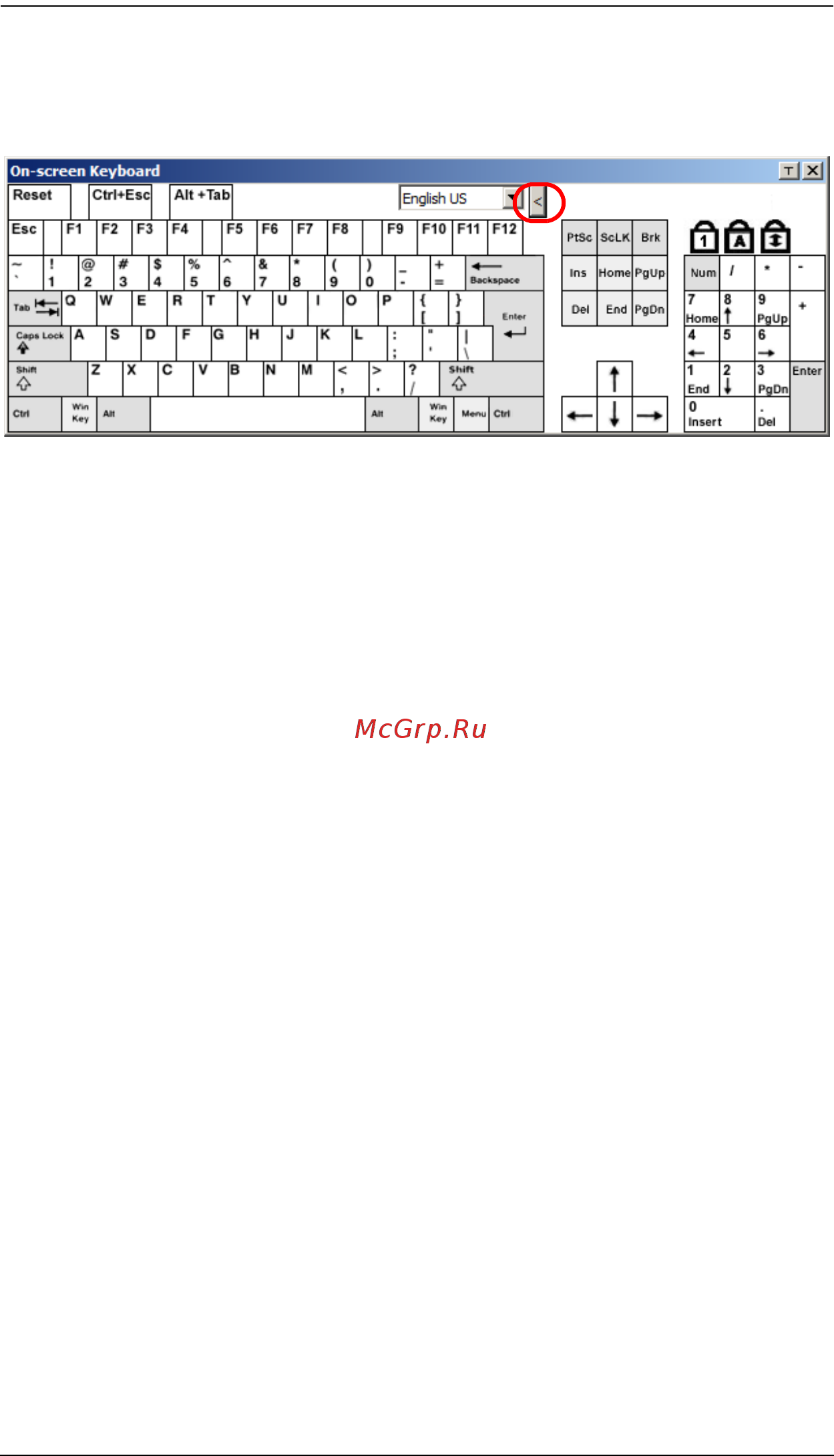 Aten KH1516i [111/176] To display hide the expanded keyboard keys click the arrow to the right of the language list arrow