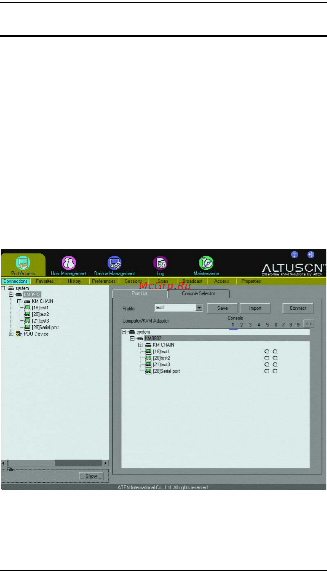 Aten KM0532 [148/256] Console selector выбор консолей