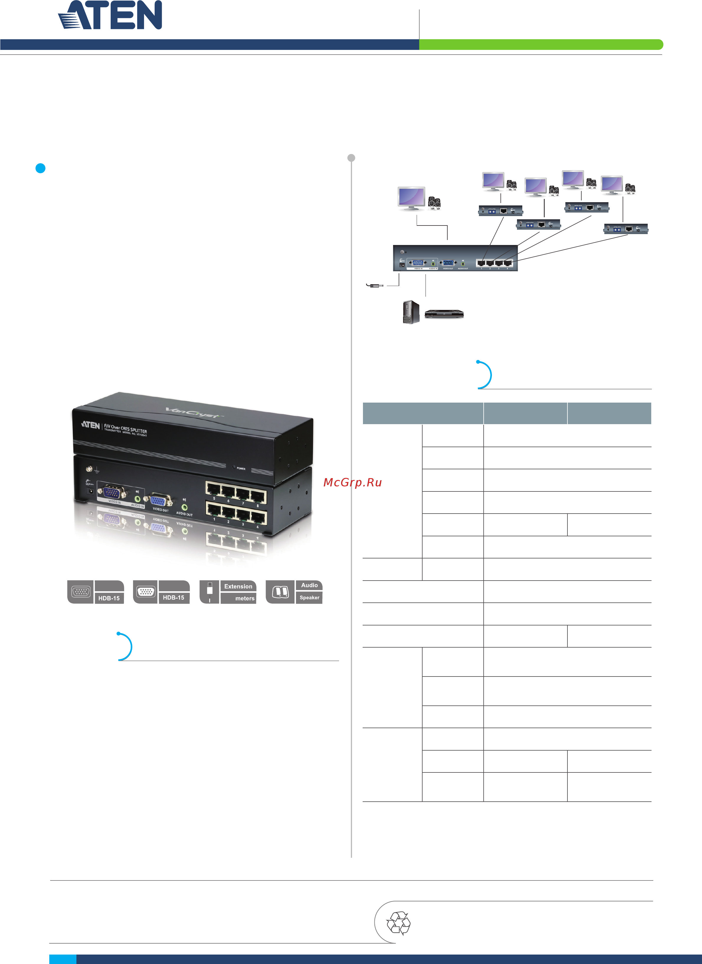 Aten VS1204T Описание и спецификации продукта онлайн