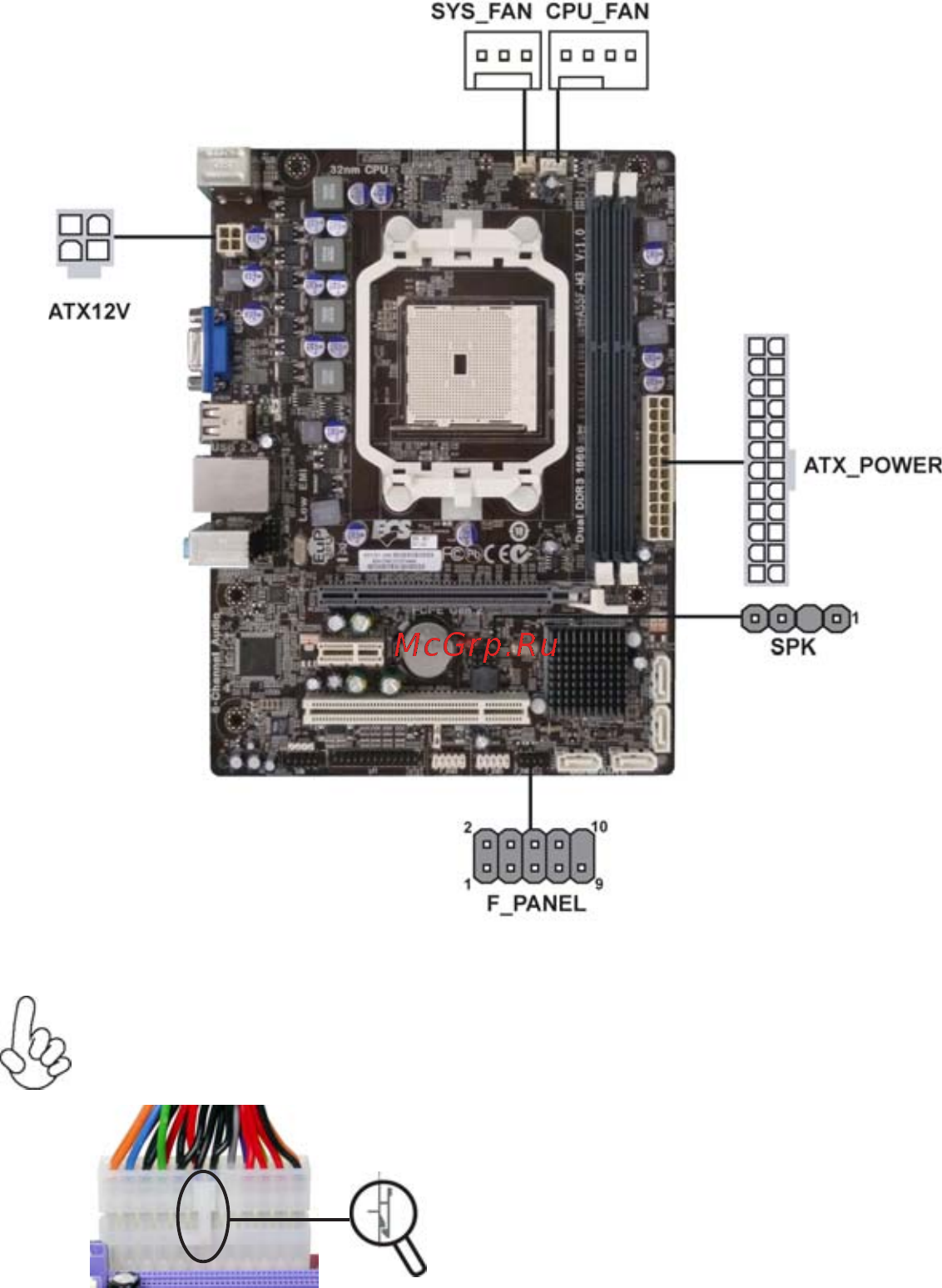 ECS Elitegroup A55F-M3 [24/72] Connecting case components
