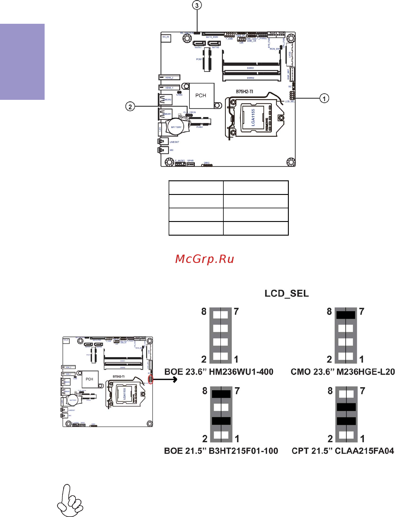 ECS Elitegroup B75H2-TI [12/70] Lcd_sel lcd panel select header optional