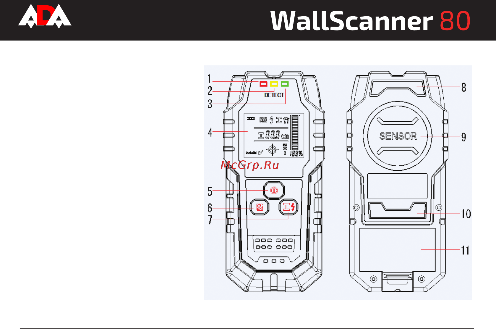 Ada wall scanner 80 Инструкция по эксплуатации онлайн [3/28] 176710