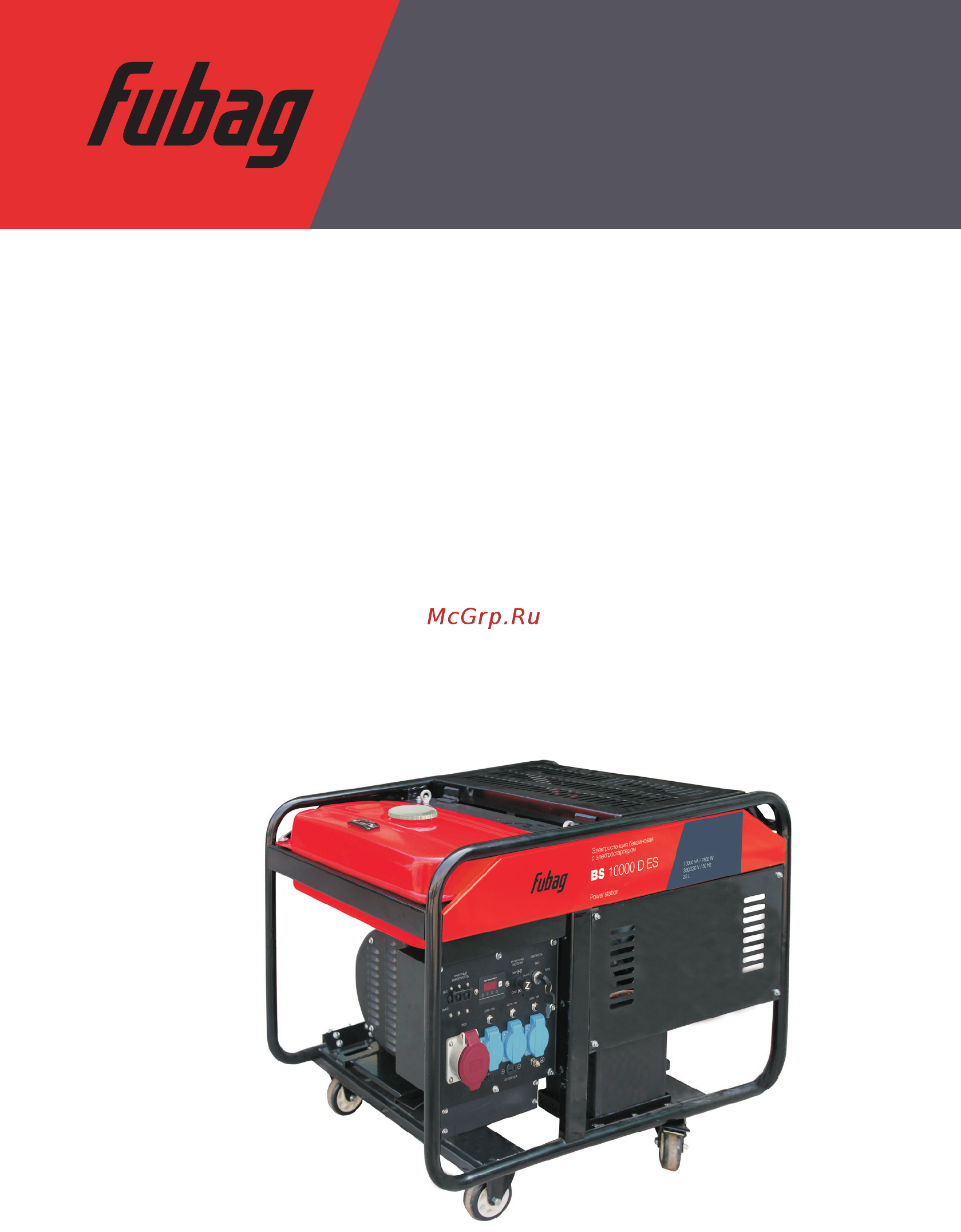 Fubag BS 10000 D ES Инструкция по эксплуатации онлайн