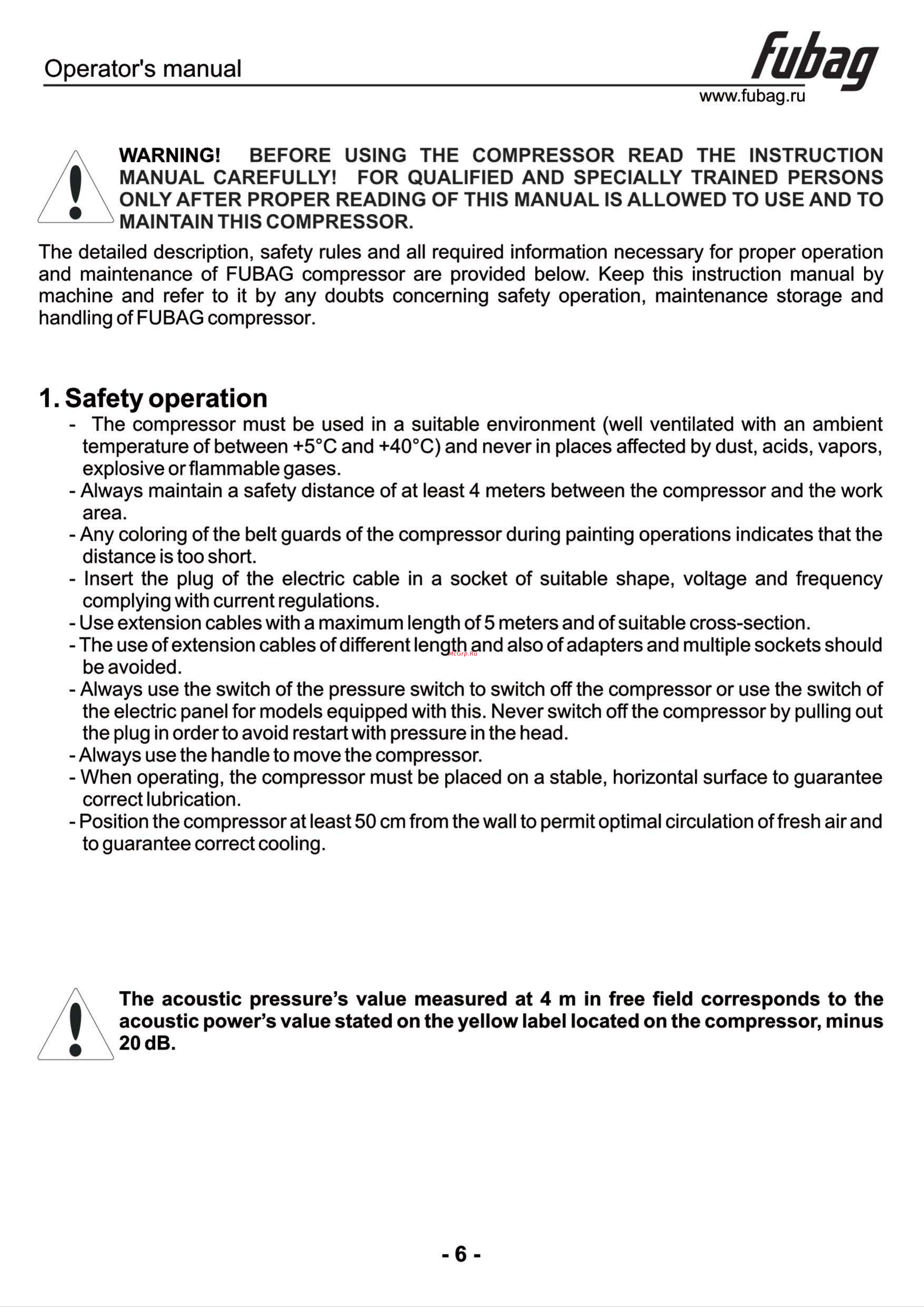 Fubag VCF/100 CM3 [7/20] Safety operation