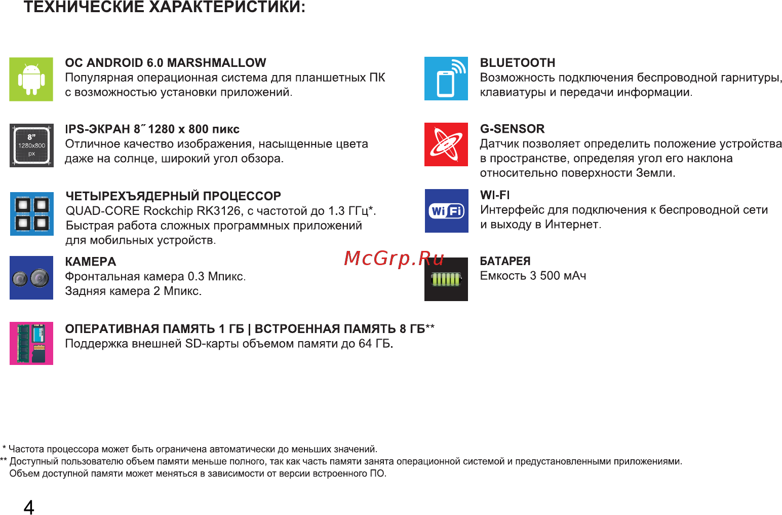 Digma TS8078RW [4/24] Технические характеристики