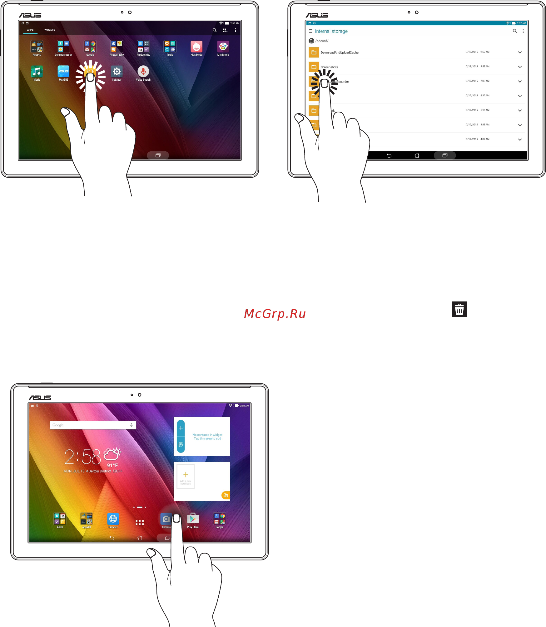 Asus zenpad 10 z300m, 90np00c2-m01670 [31/130] Использование сенсорного экрана