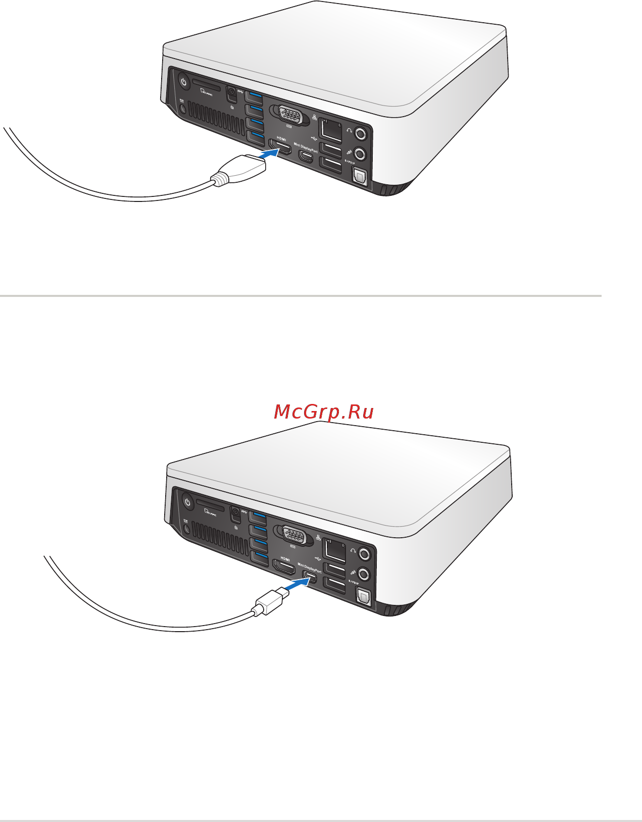 Asus vivopc vc60, 90ms0021-m00440 [17/38] Для подключения к устройству монитора подключите кабель монитора к разъему hdmi или mini diplayport