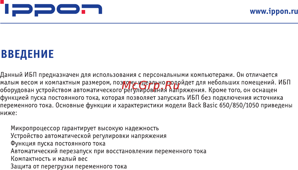Ippon Back Basic 850 [4/10] Введение