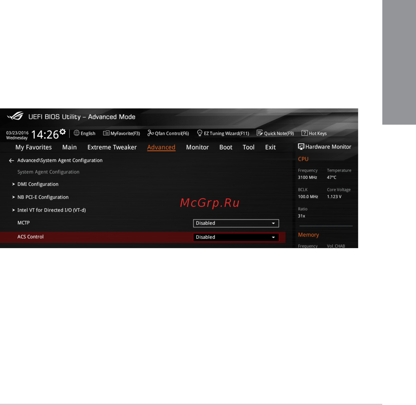 Asus rog rampage v edition 10 [97/130] System agent sa configuration