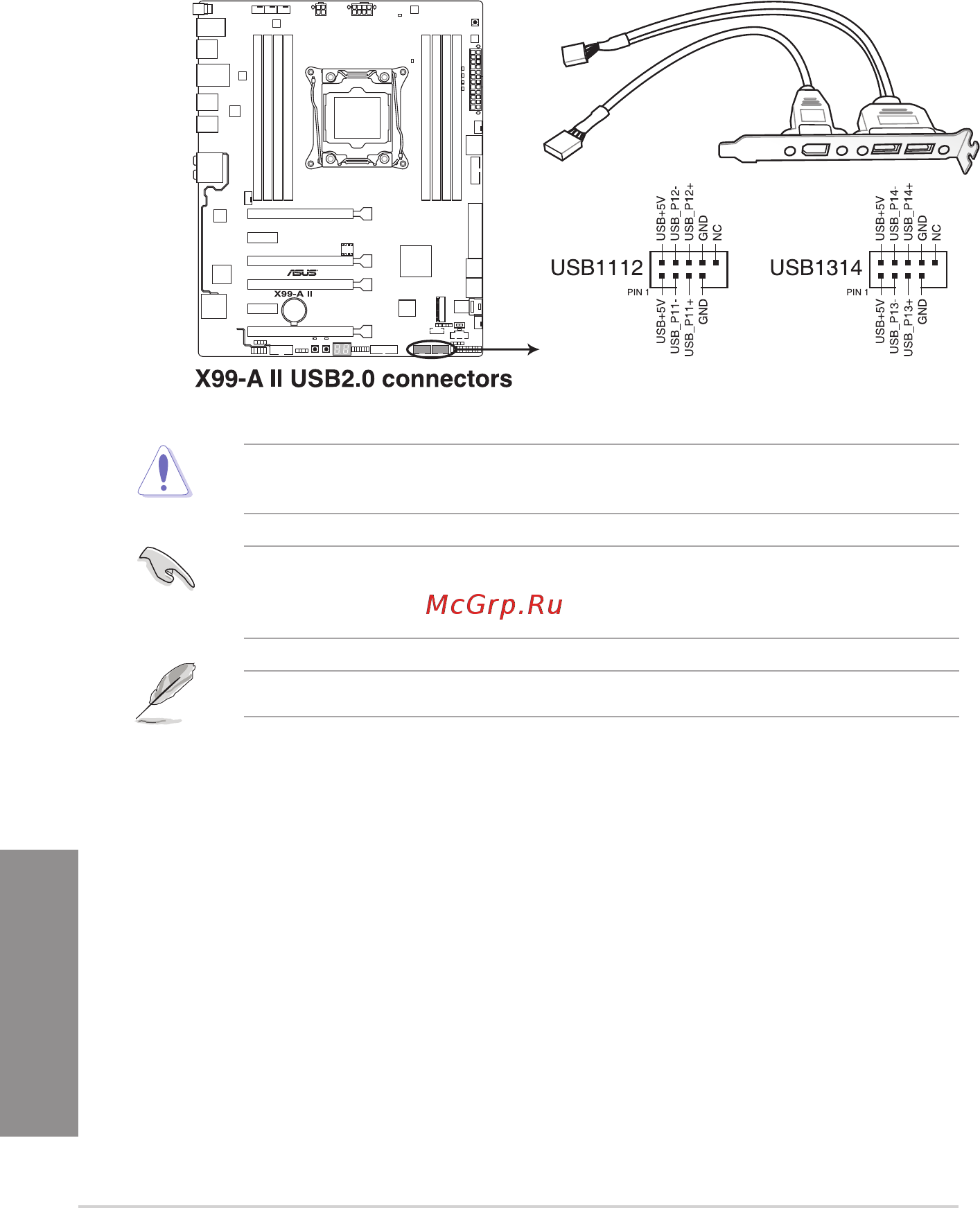 Asus x99-a ii [40/124] Theseconnectorsareforusb2 ports connecttheusbmodulecabletoanyof theseconnectors theninstallthemoduletoaslotopeningatthebackofthesystem chassis theseusbconnectorscomplywithusb2 specificationthatsupportsupto 480mb sconnectionspeed