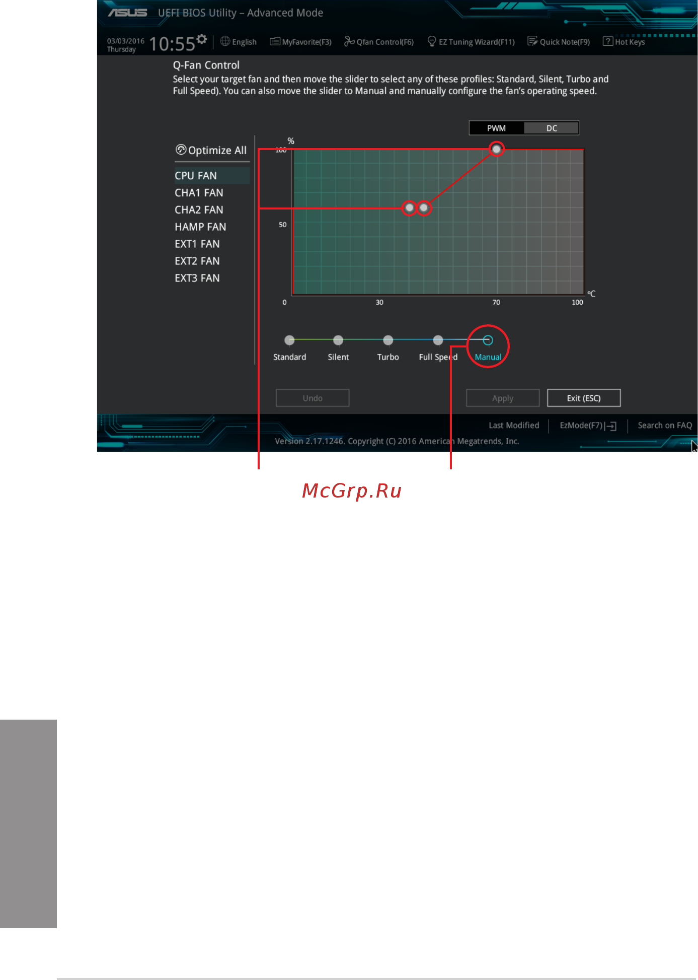 Asus x99-a ii [76/124] Configuring fans manually