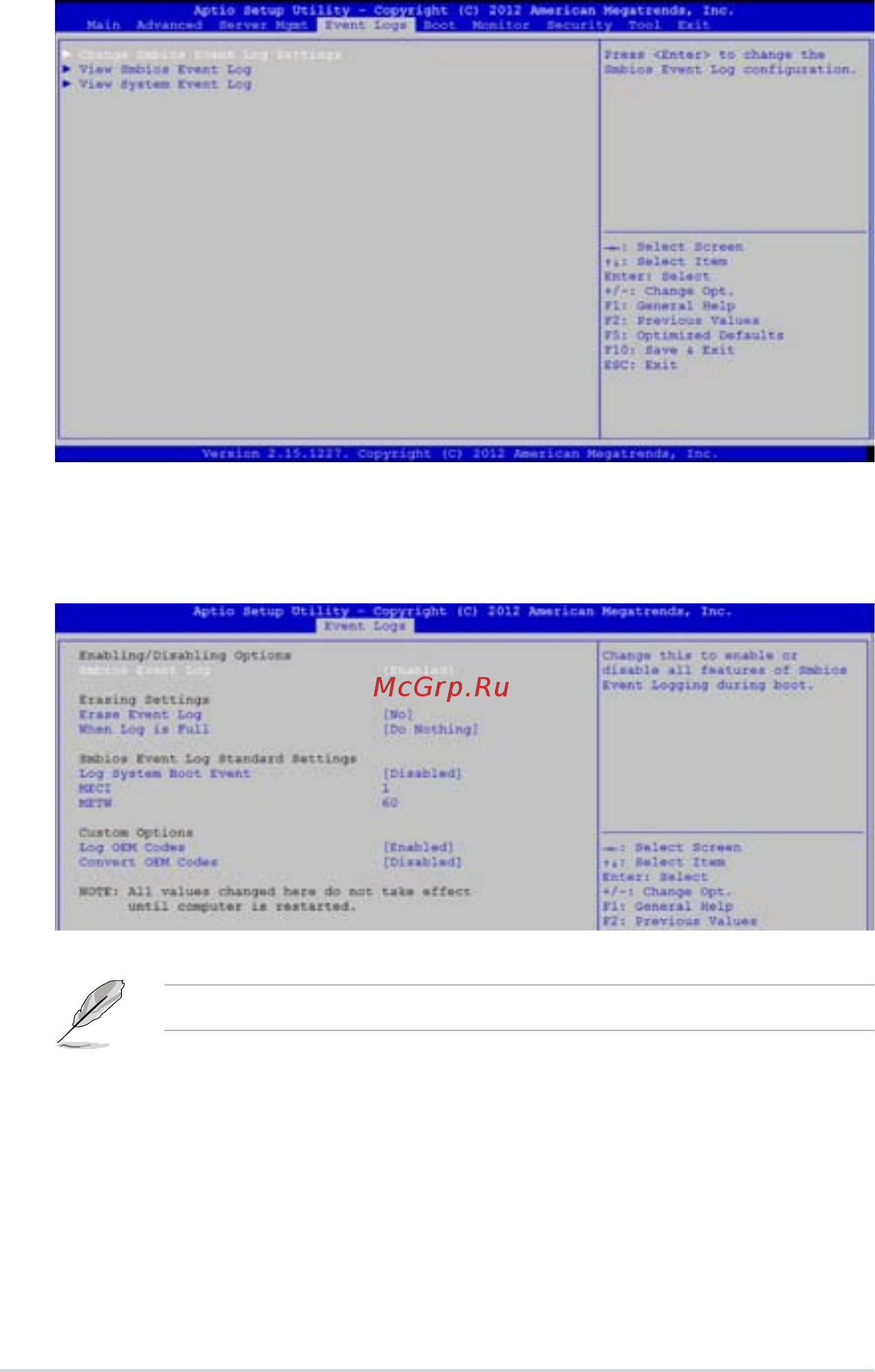 Asus rs740-e7/rs24-eg [124/212] Event logs menu