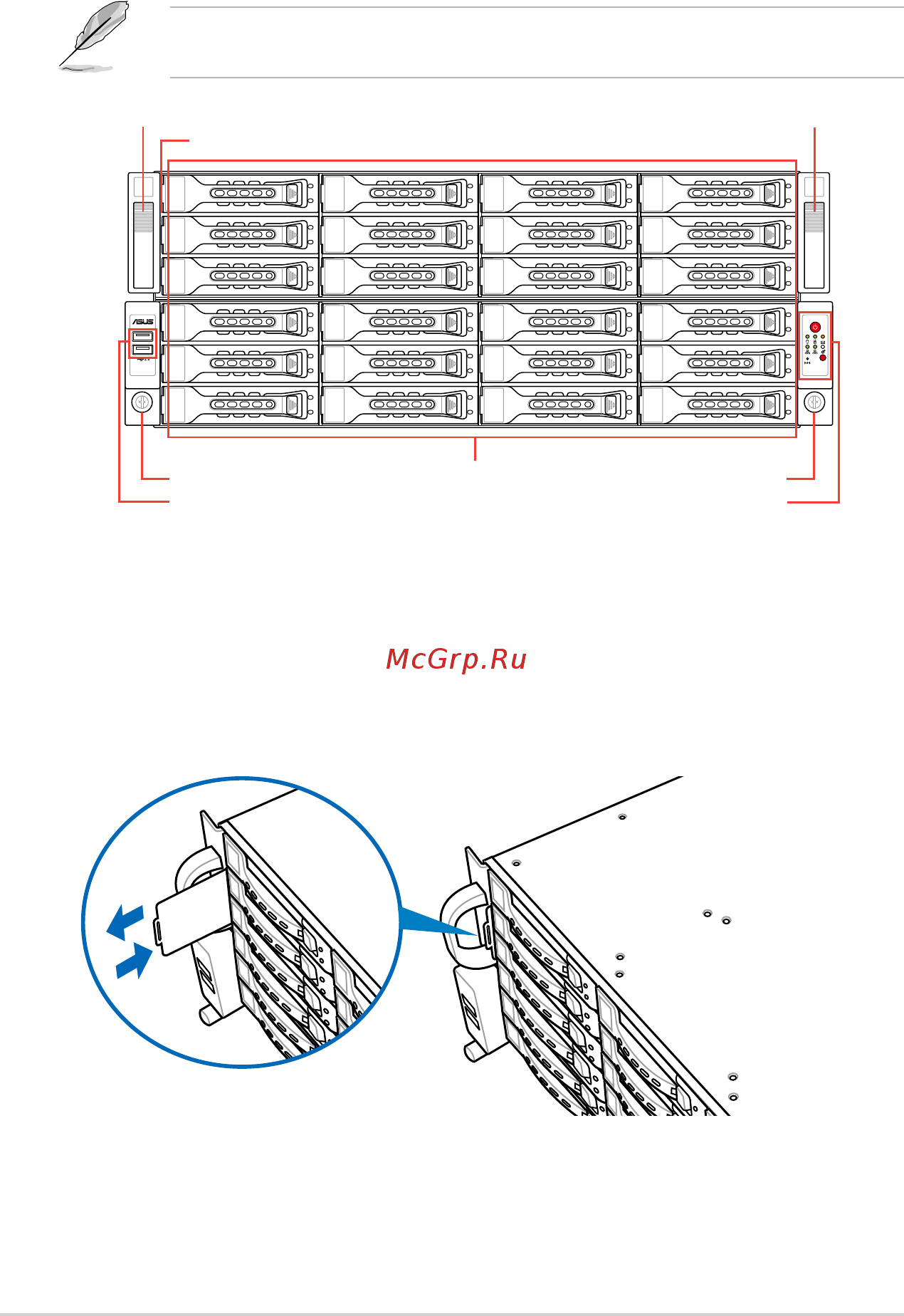 Asus rs740-e7/rs24-eg [18/212] Front panel features