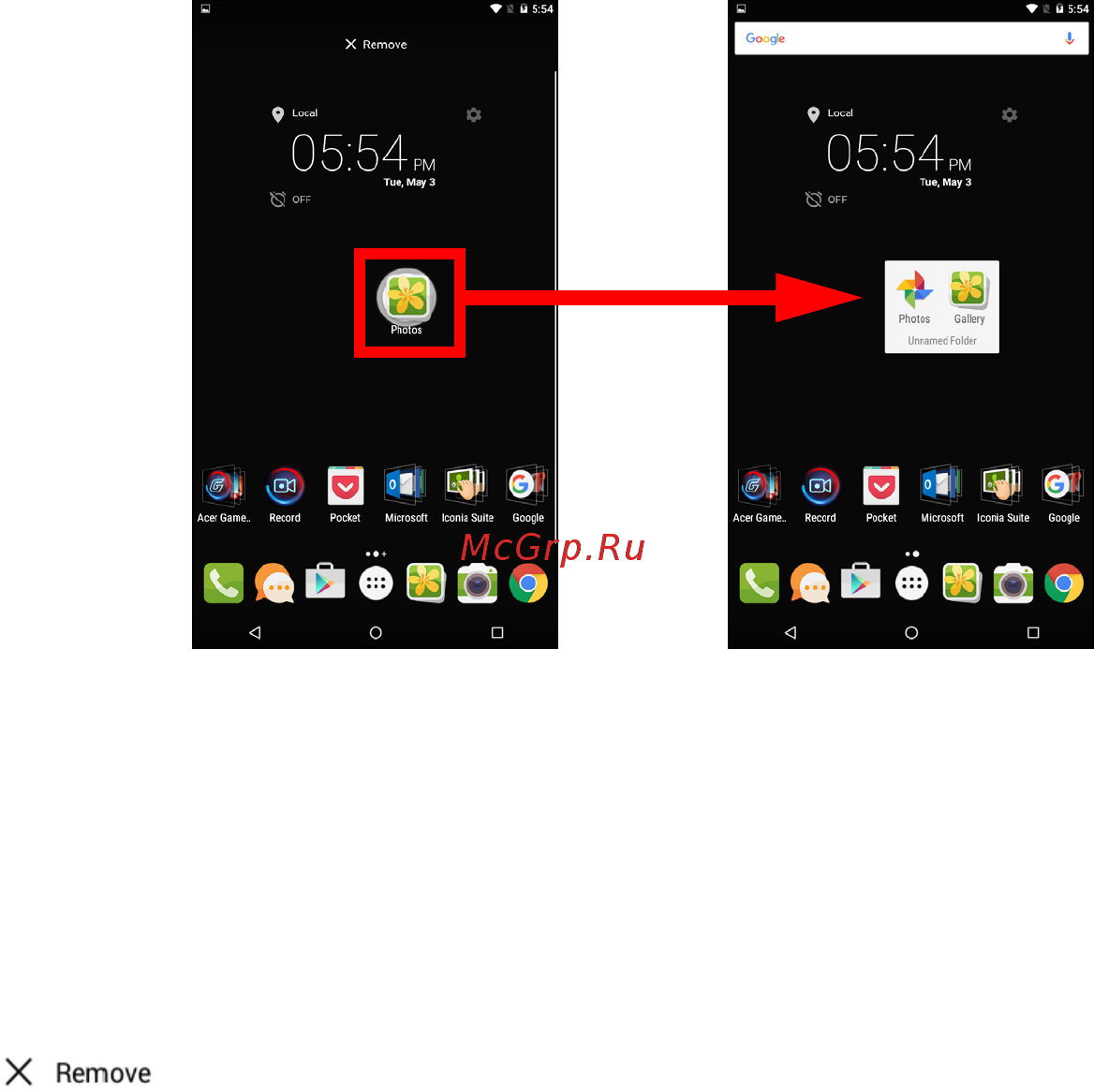 Acer Iconia Talk S A1-734 [22/68] Добавление папок на начальный экран