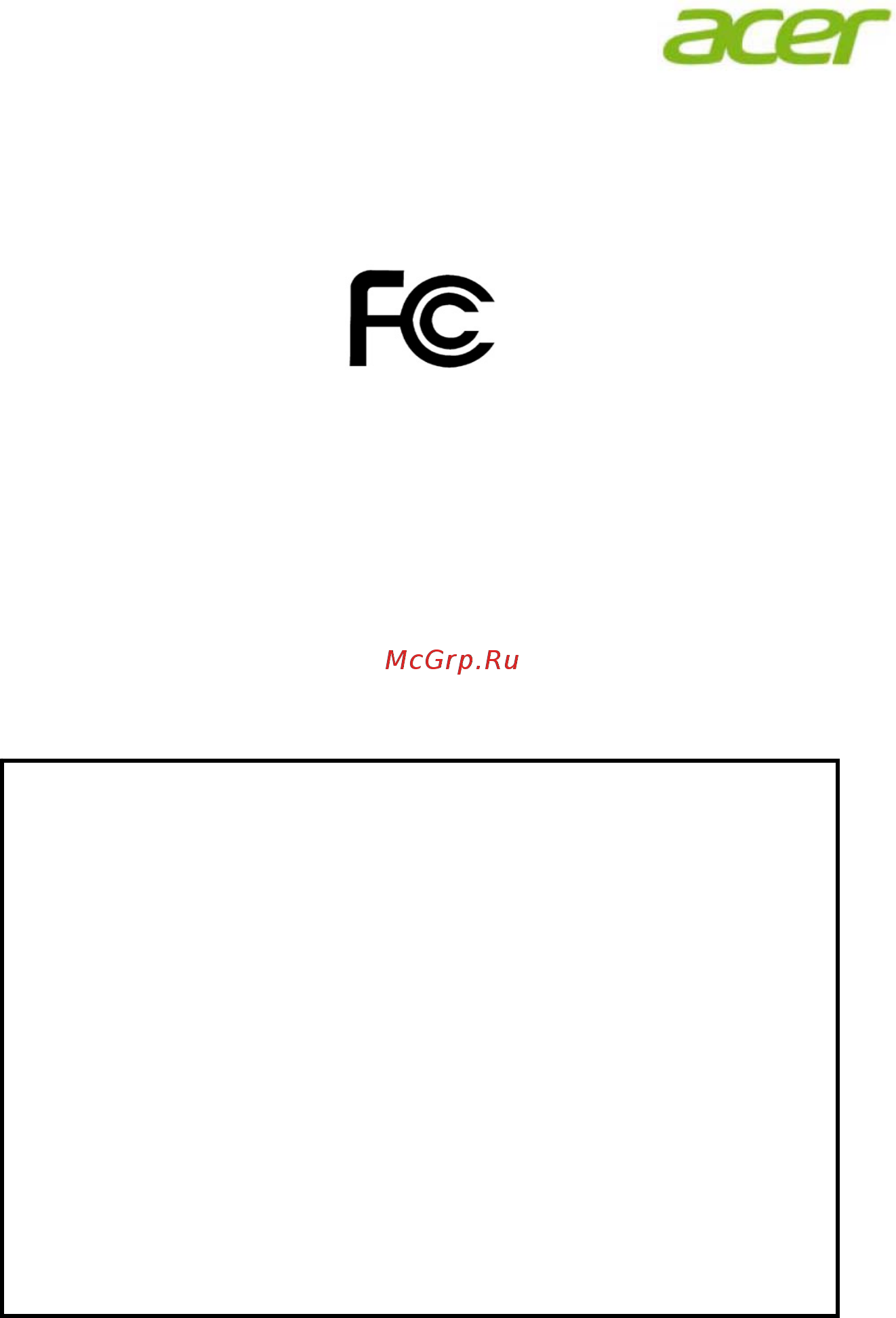 Acer V246HYLbdp [11/27] Federal communications commission declaration of conformity