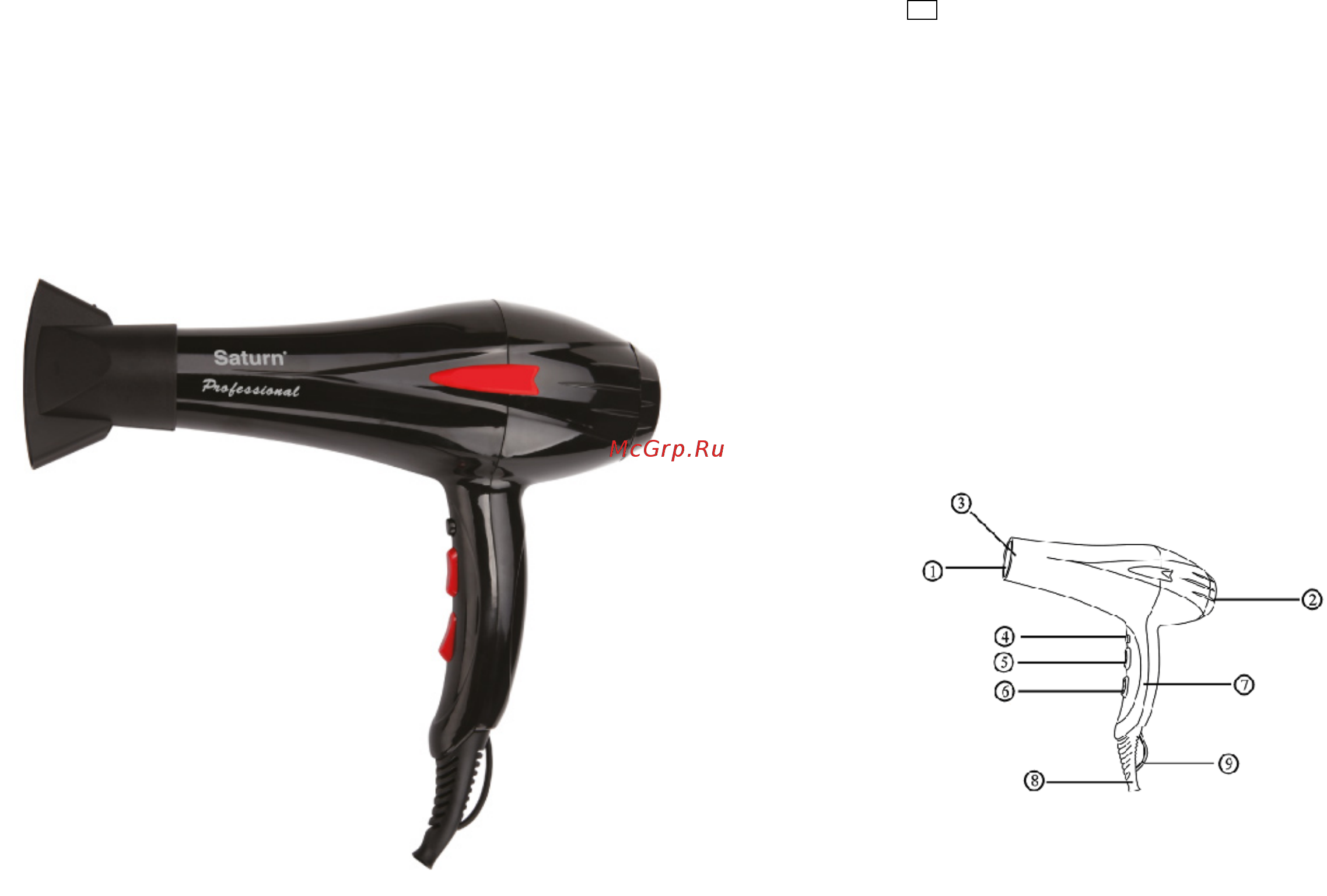 Saturn ST-HC7321 [2/14] Air exit grill 2 air inlet grill 3 nozzle 4 cool switch 5 off low speed high speed