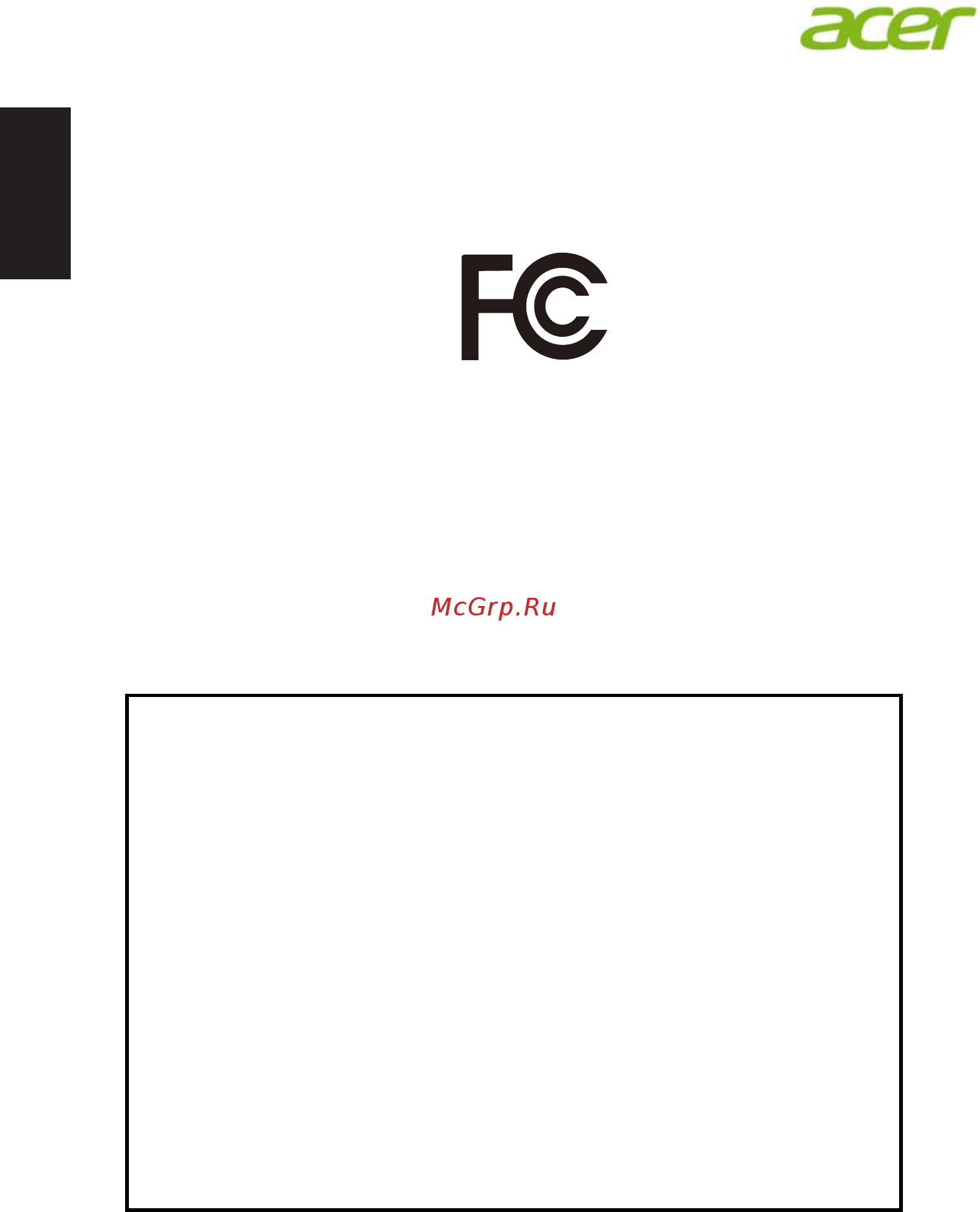Acer xf290cbmjdprz [10/32] Federal communications commission declaration of conformity